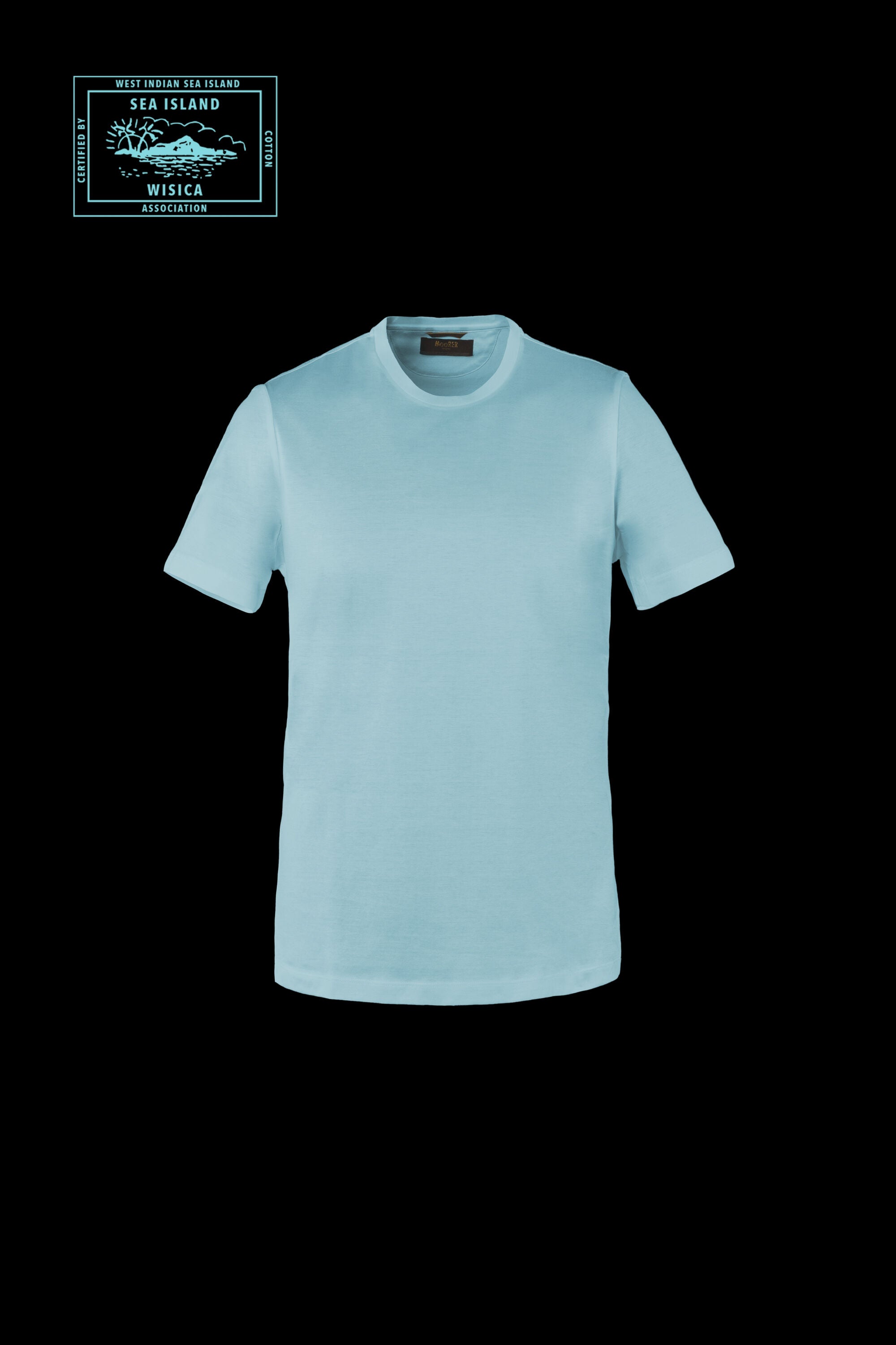 MOORER MEN'S LIGHT BLUE SHORT SLEEVE SWEATER
