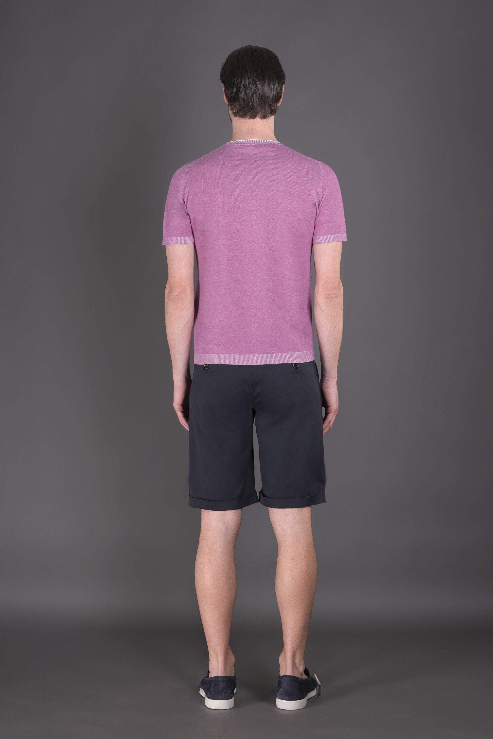 MOORER MEN'S LIGHT PURPLE SHORT SLEEVE SWEATER
