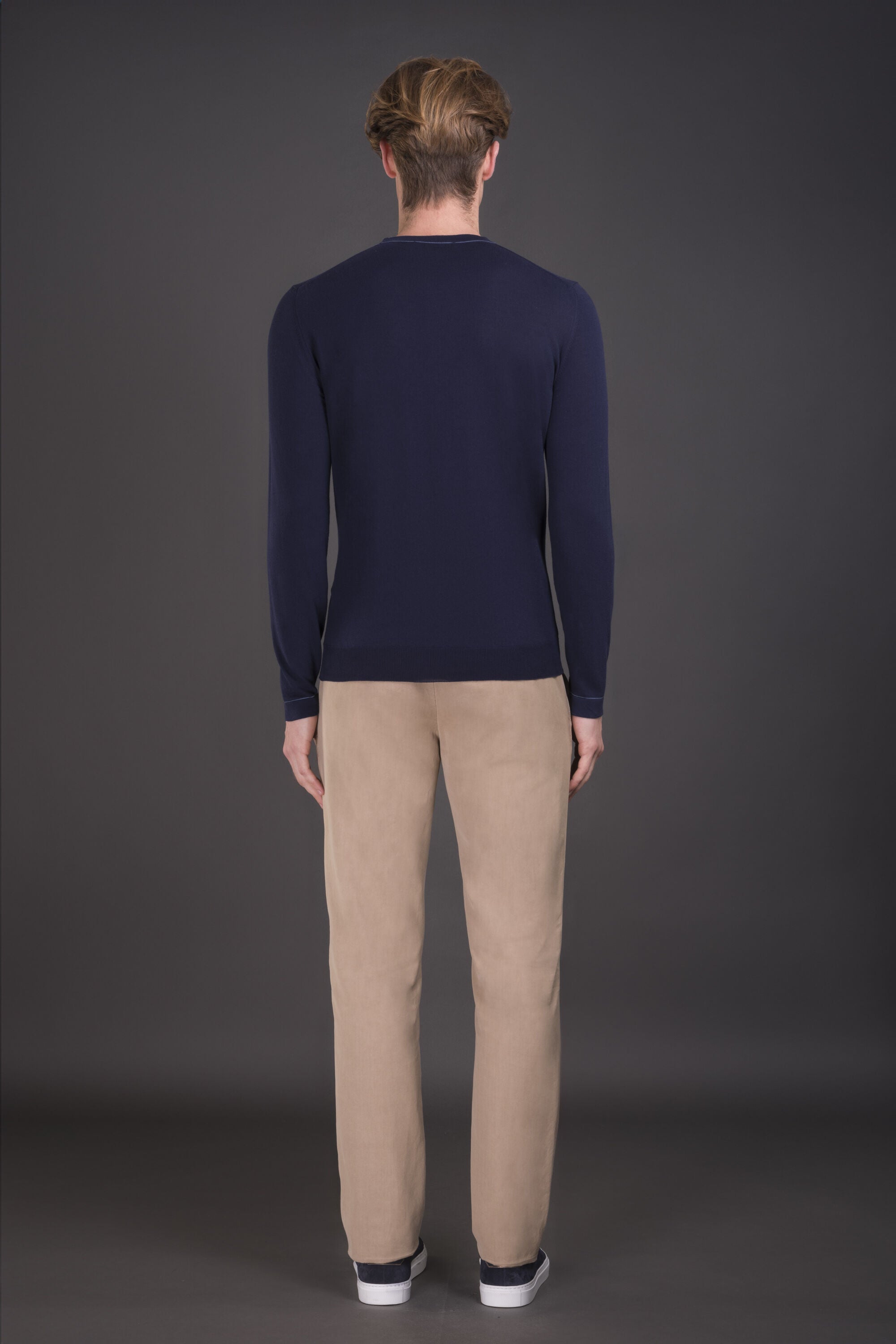 MOORER MEN'S NAVY SLIM FIT SWEATER