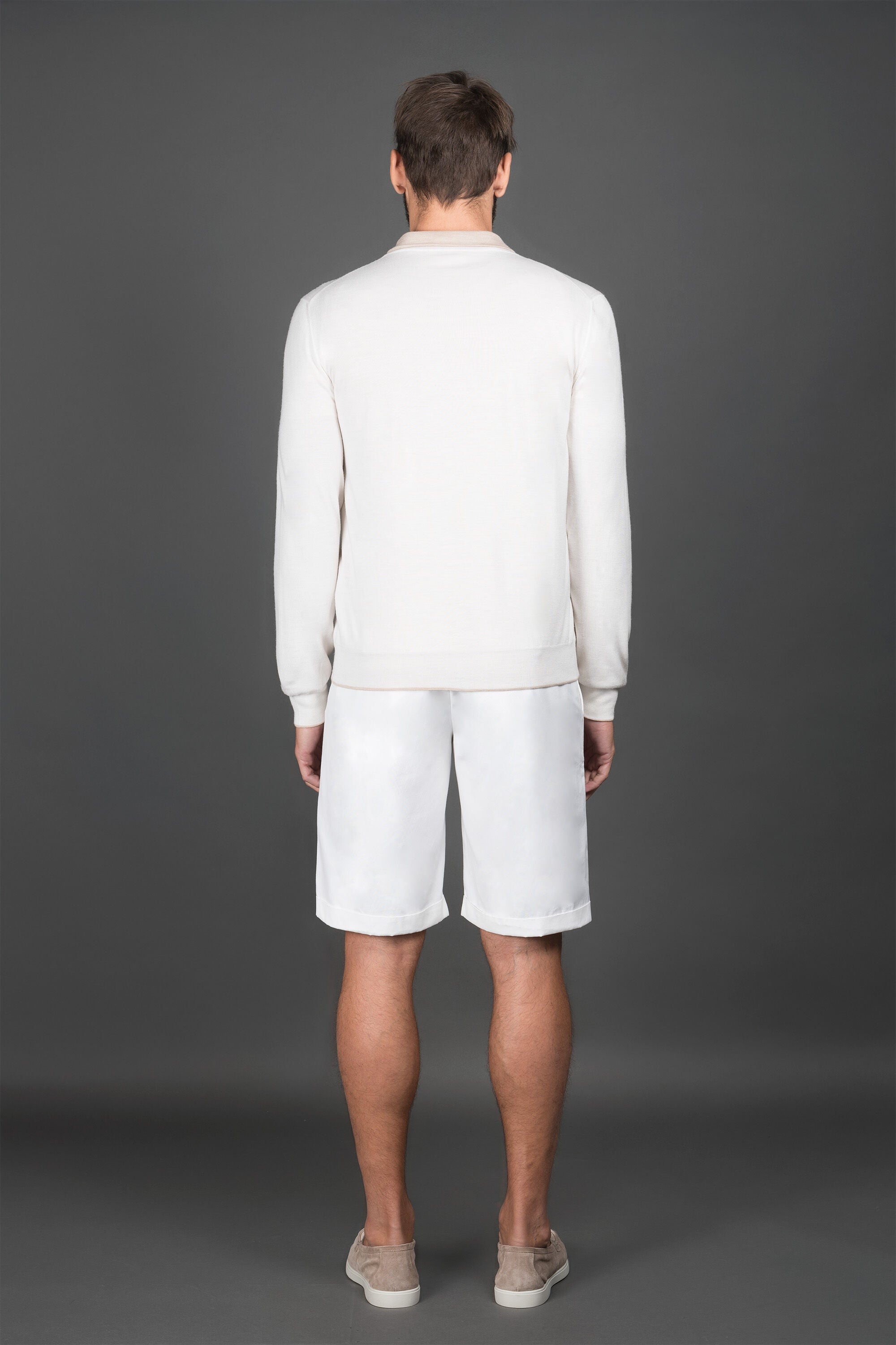 MOORER MEN'S WHITE ZIP FRONT SWEATER