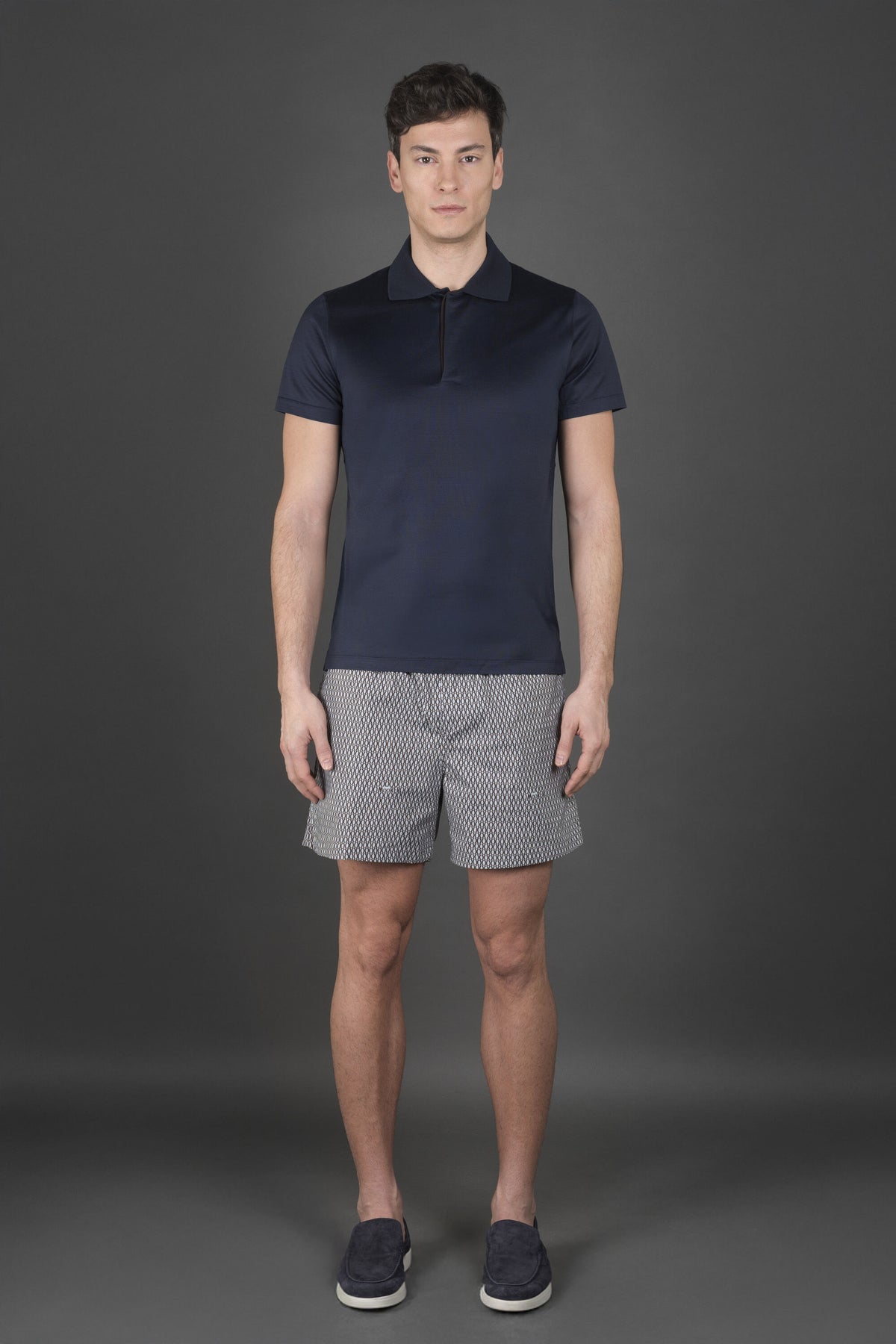 MOORER MEN'S NAVY SHORT SLEEVE SWEATER