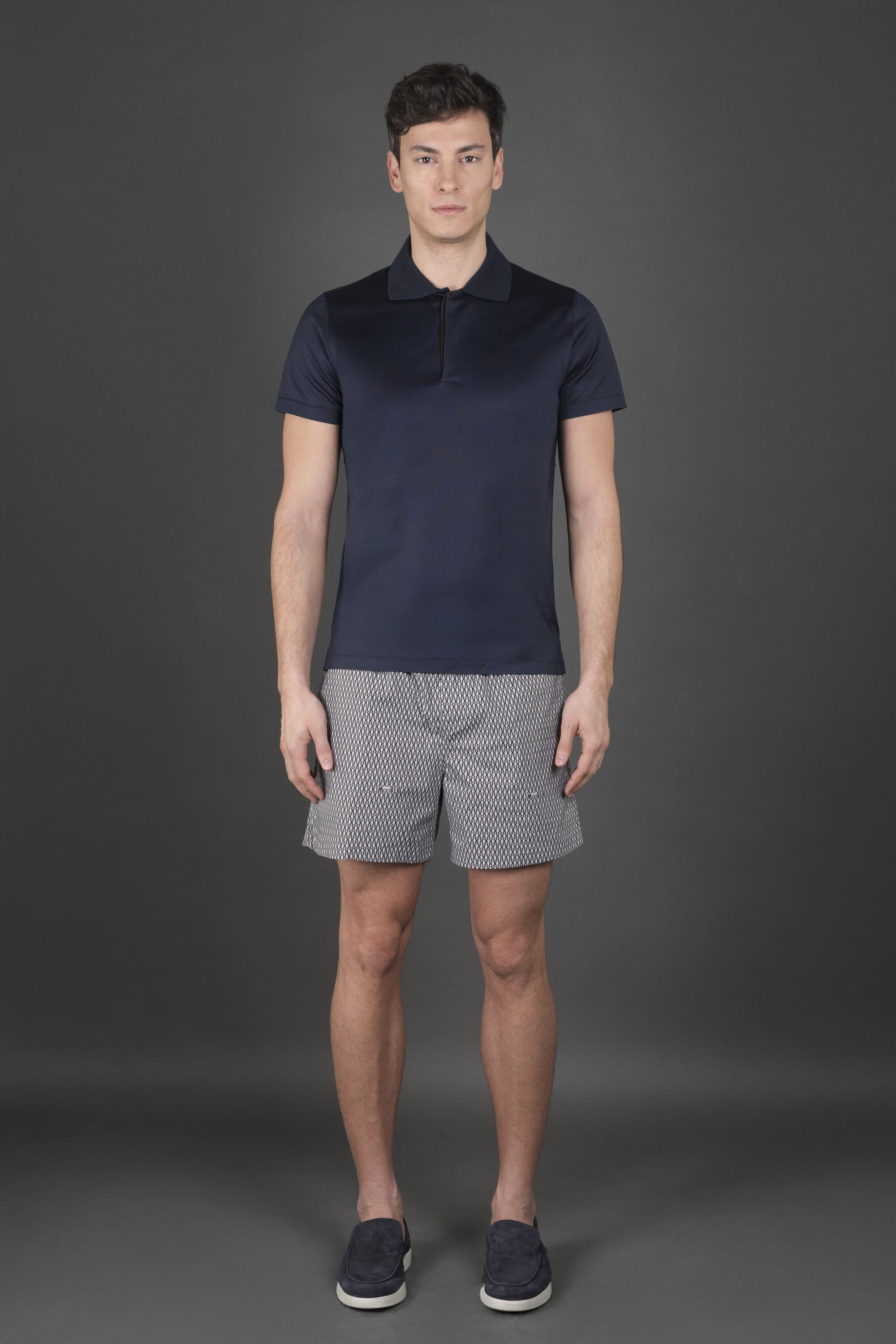 MOORER MEN'S NAVY SHORT SLEEVE SWEATER