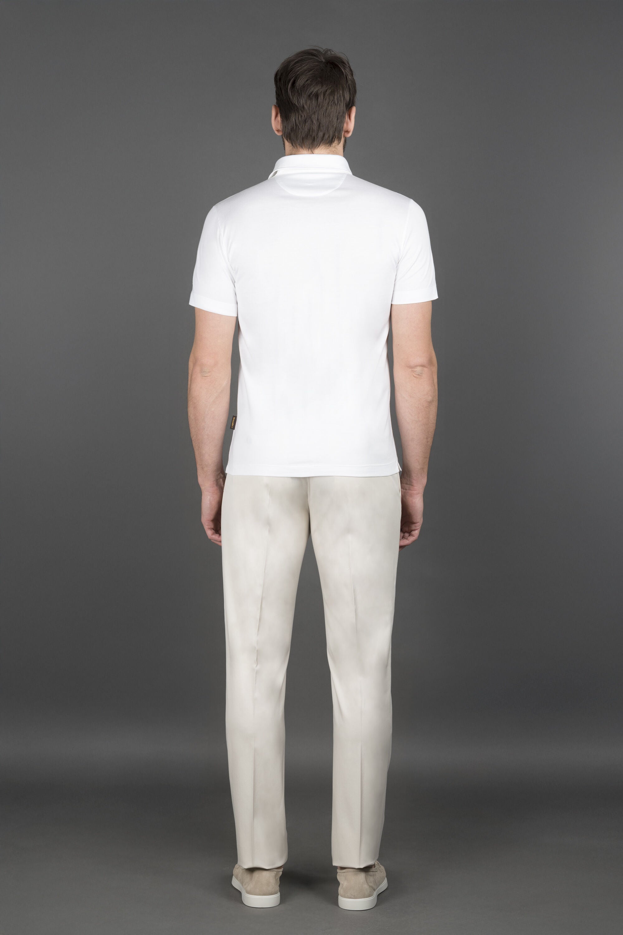 MOORER MEN'S WHITE SHORT-SLEEVE POLO SHIRT