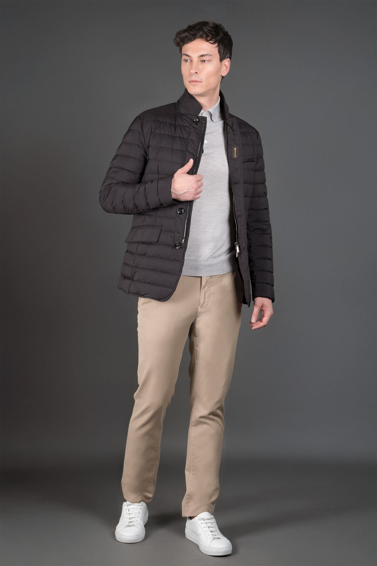 MOORER MEN'S BLACK QUILTED JACKET WITH POCKETS