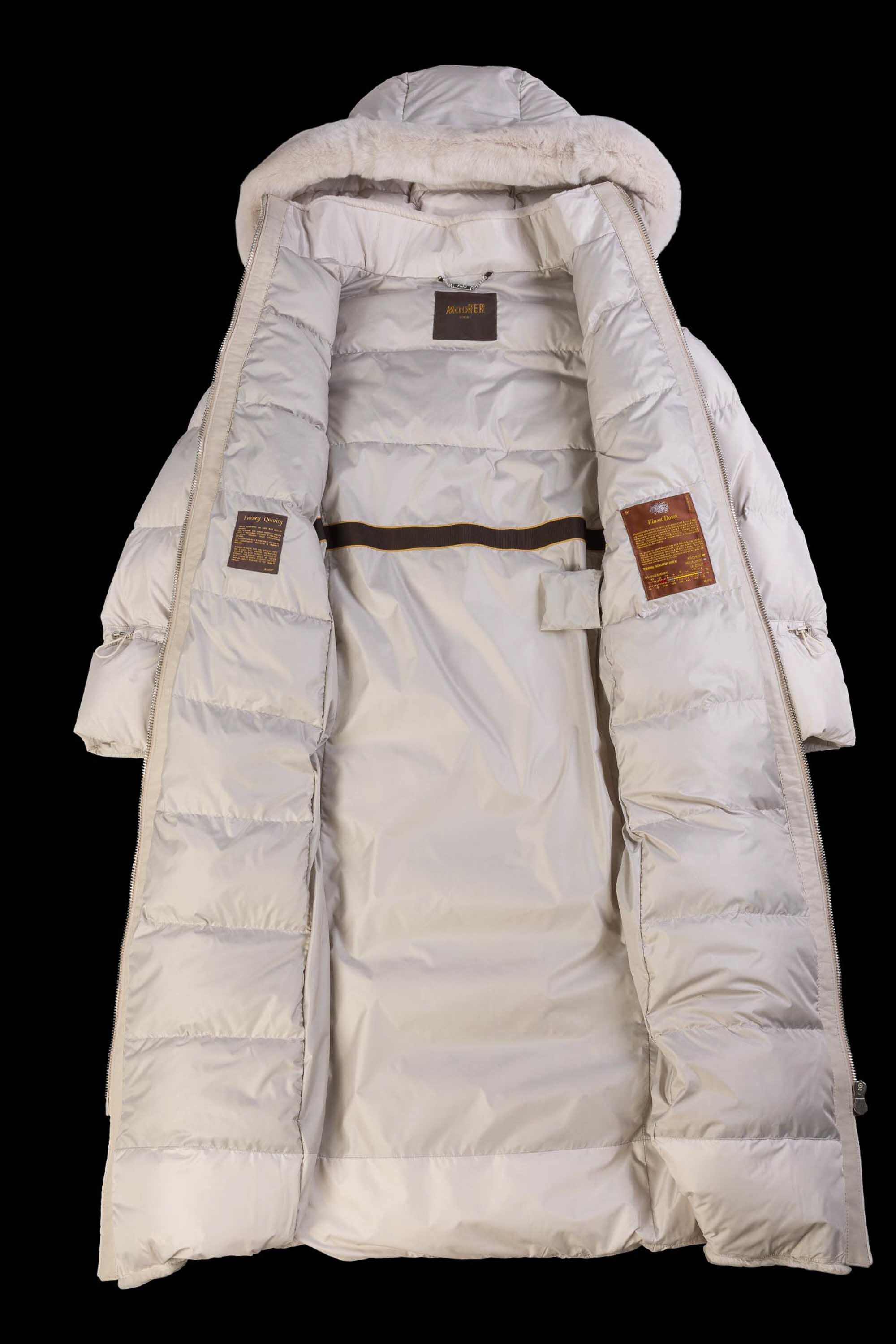 MOORER WOMEN'S IVORY LONG QUILTED VEST WITH BELT