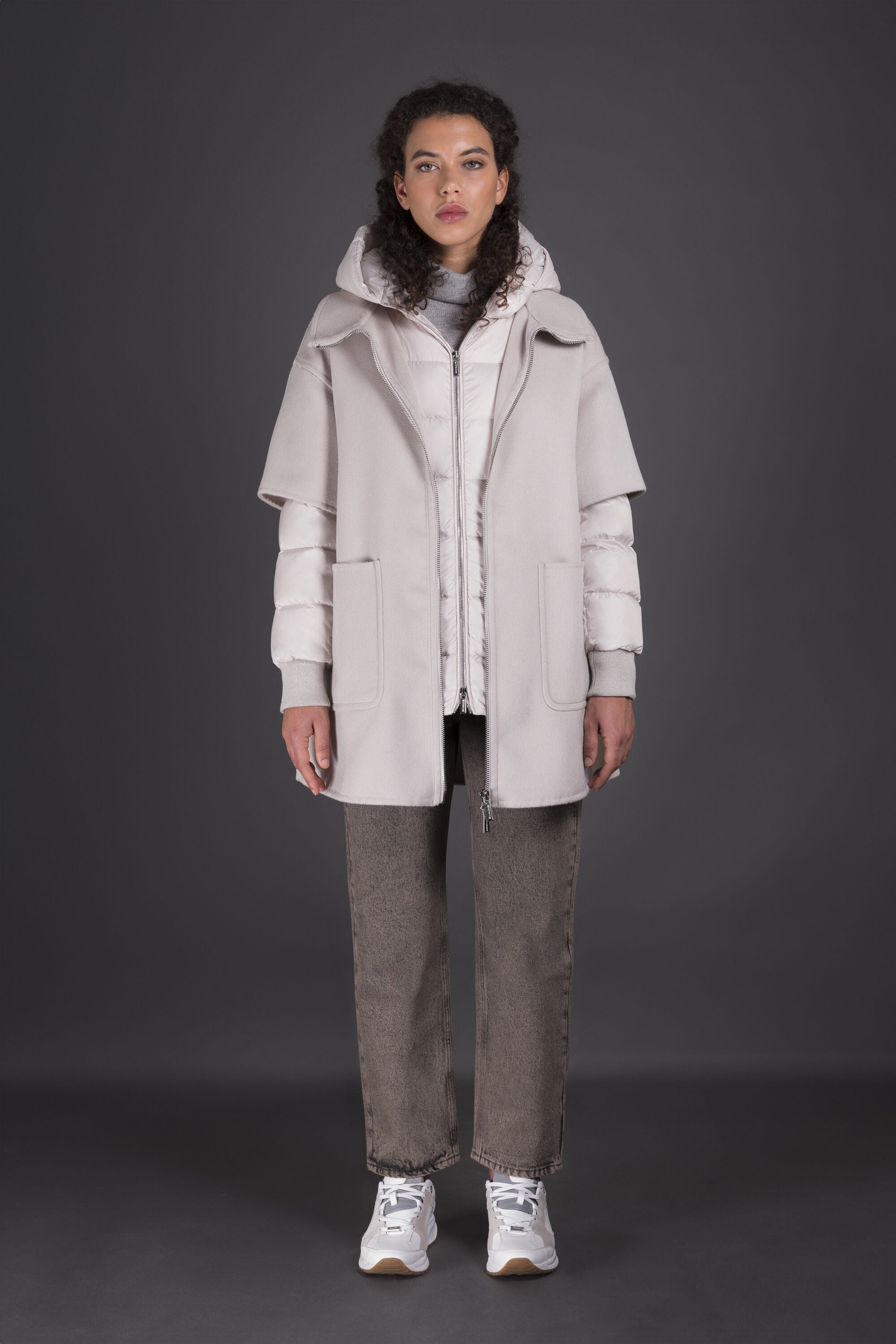 MOORER WOMEN'S MARBLE LAYERED HOODED JACKET