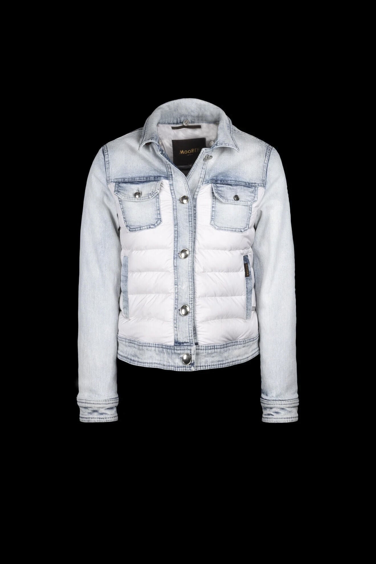 MOORER WOMEN'S LIGHT WASH DENIM JACKET WITH FUR COLLAR