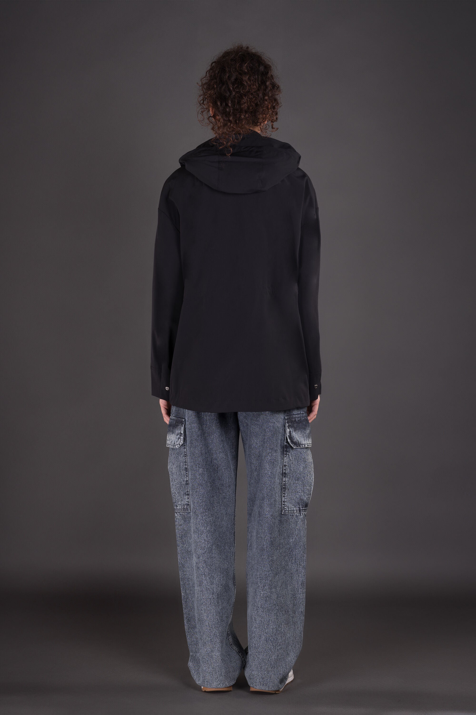 MOORER WOMEN'S DARK BLUE HOODED JACKET