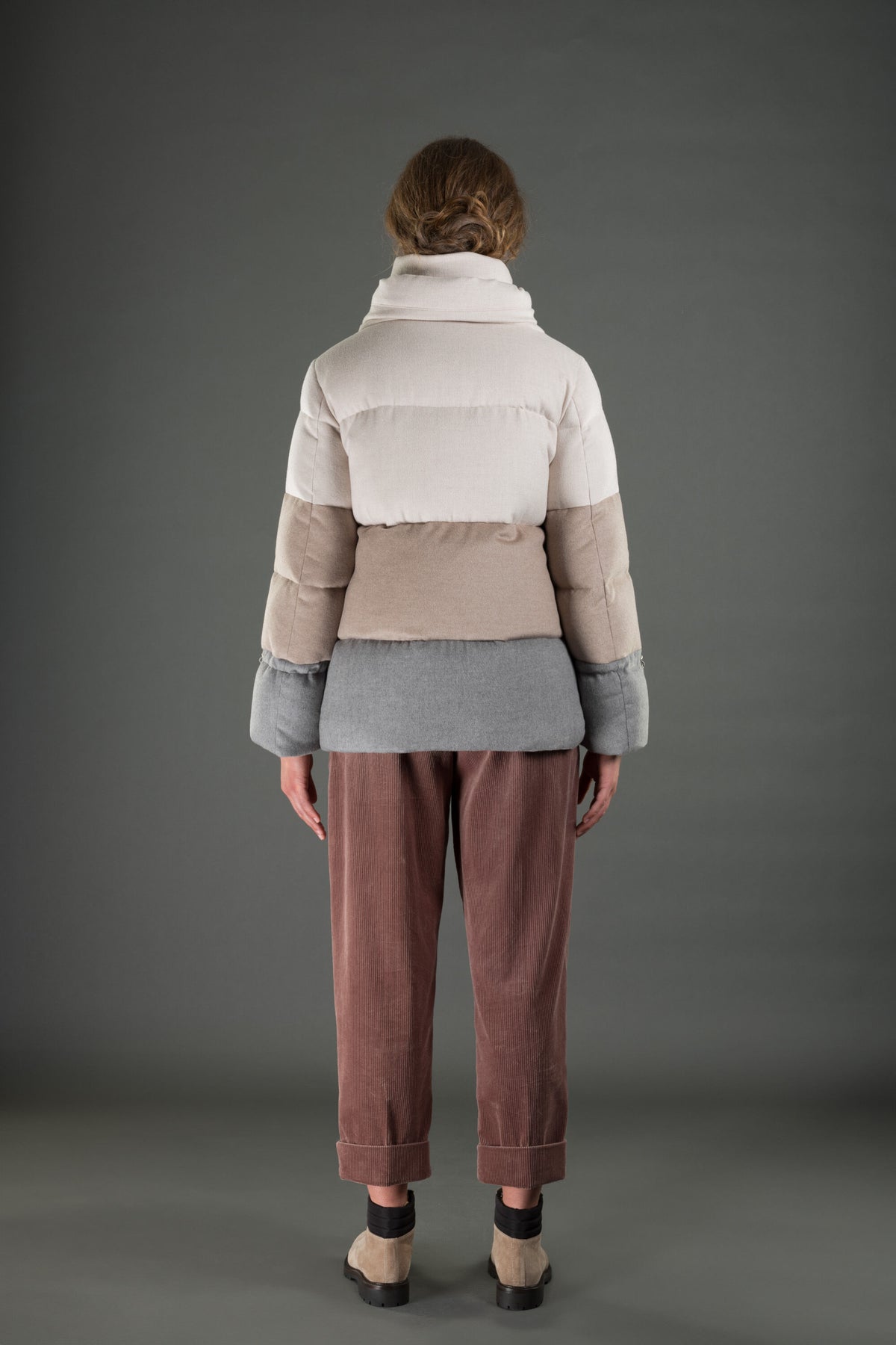 MOORER WOMEN'S COLORBLOCK PUFFER JACKET WITH SCARF
