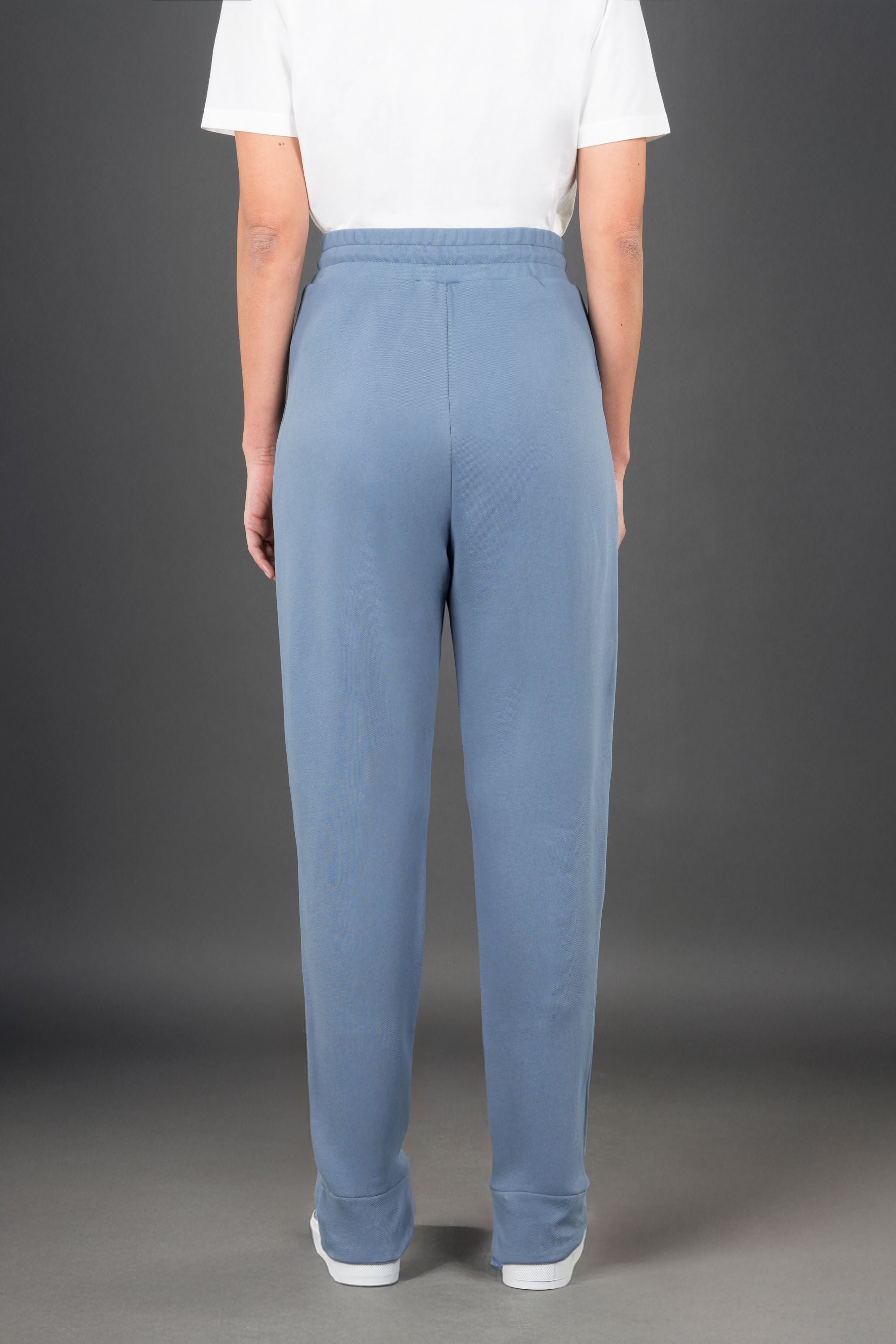 MOORER WOMEN'S MARINE BLUE DRAWSTRING TAPERED TROUSERS
