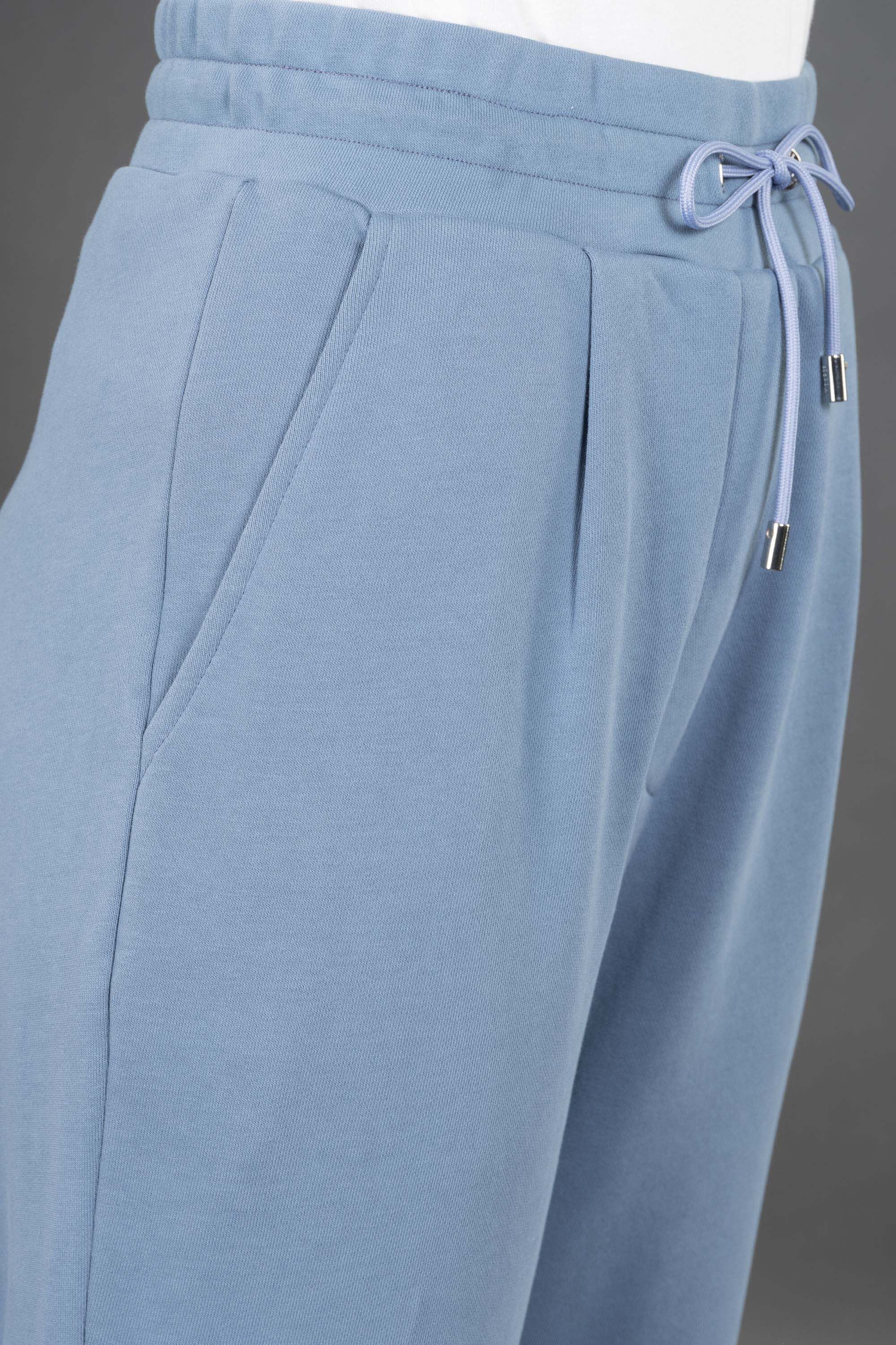 MOORER WOMEN'S MARINE BLUE DRAWSTRING TAPERED TROUSERS