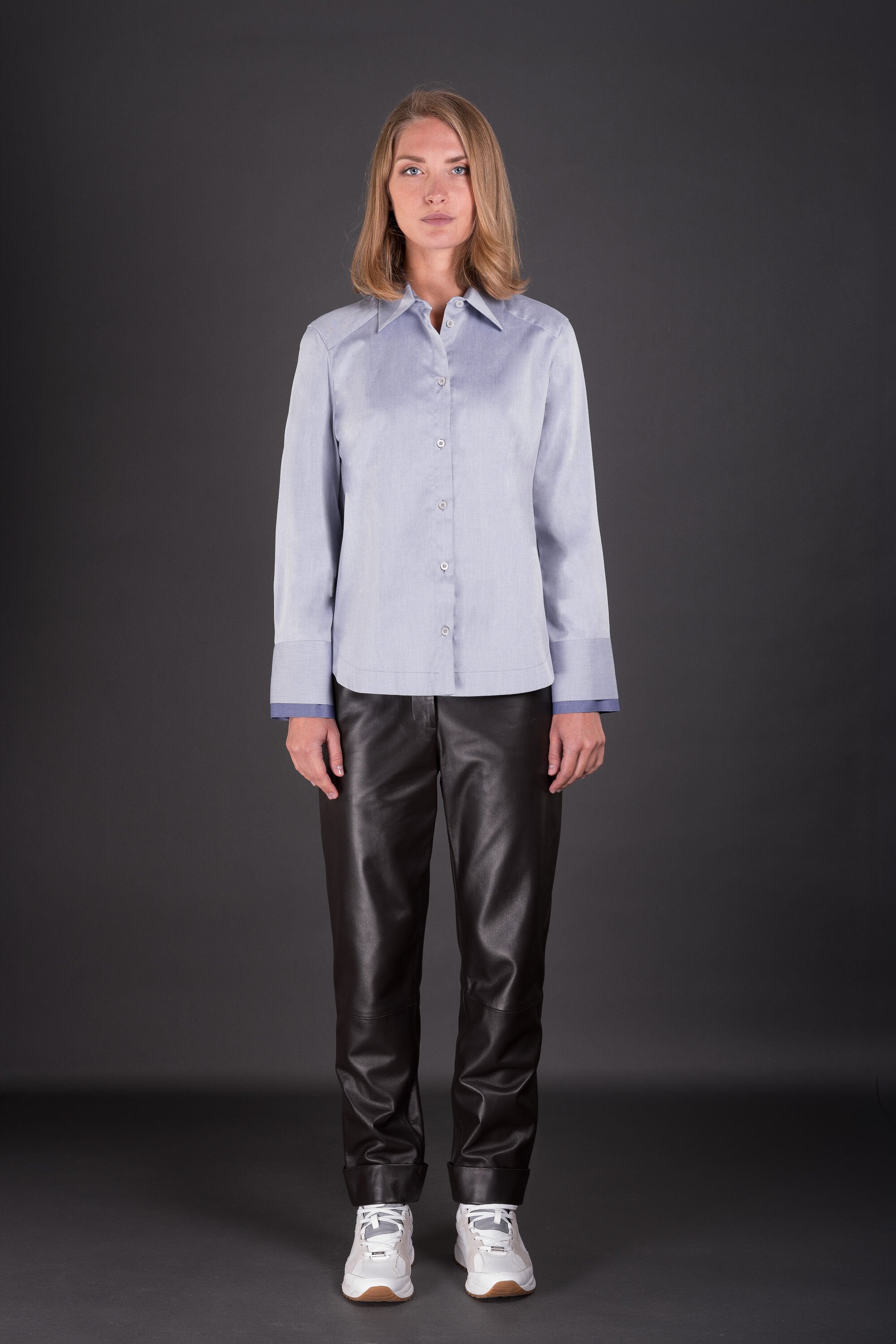 MOORER WOMEN'S LIGHT BLUE TAILORED SHIRT