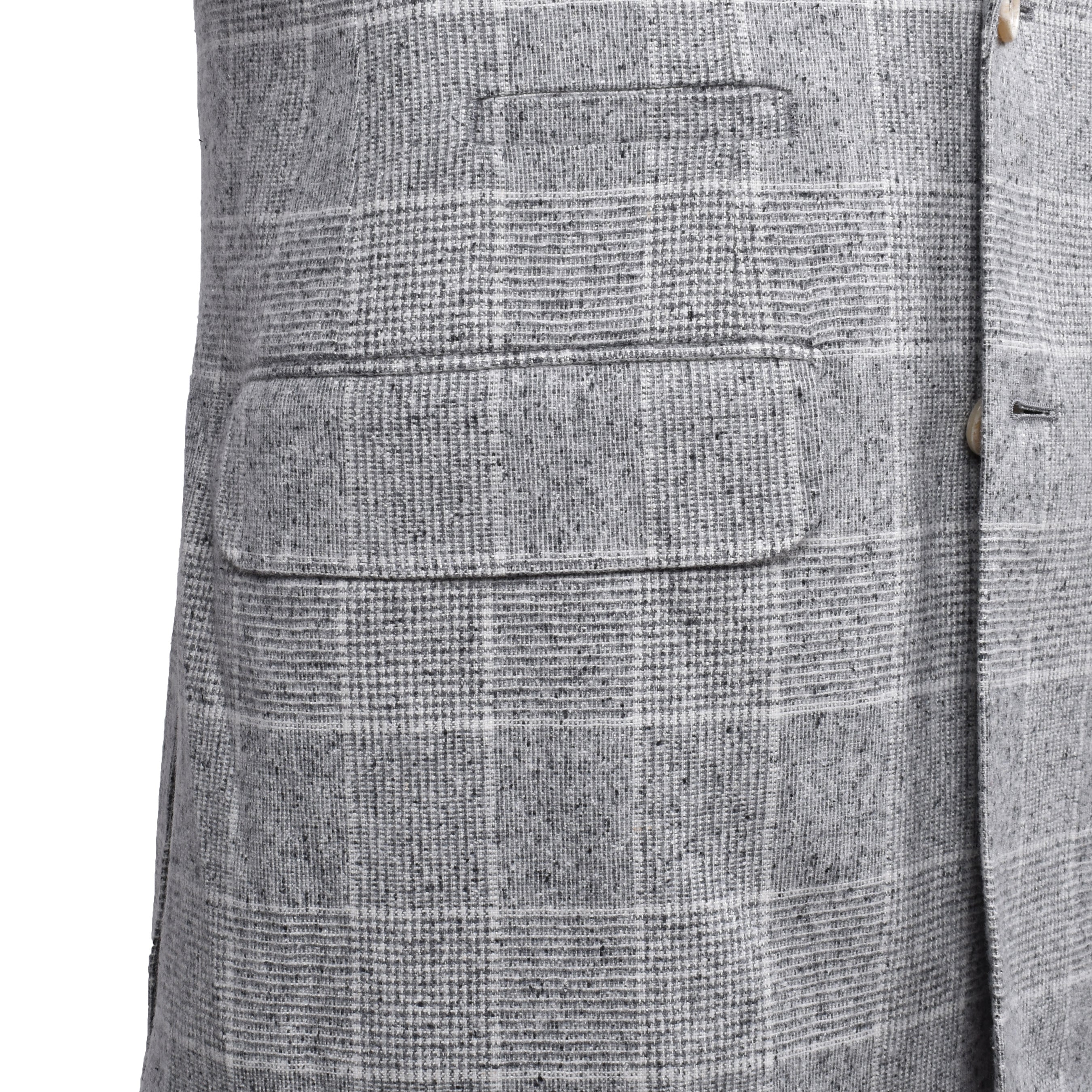 BRUNELLO CUCINELLI MEN'S GREY SILK WOOL DOUBLE BREASTED BLAZER