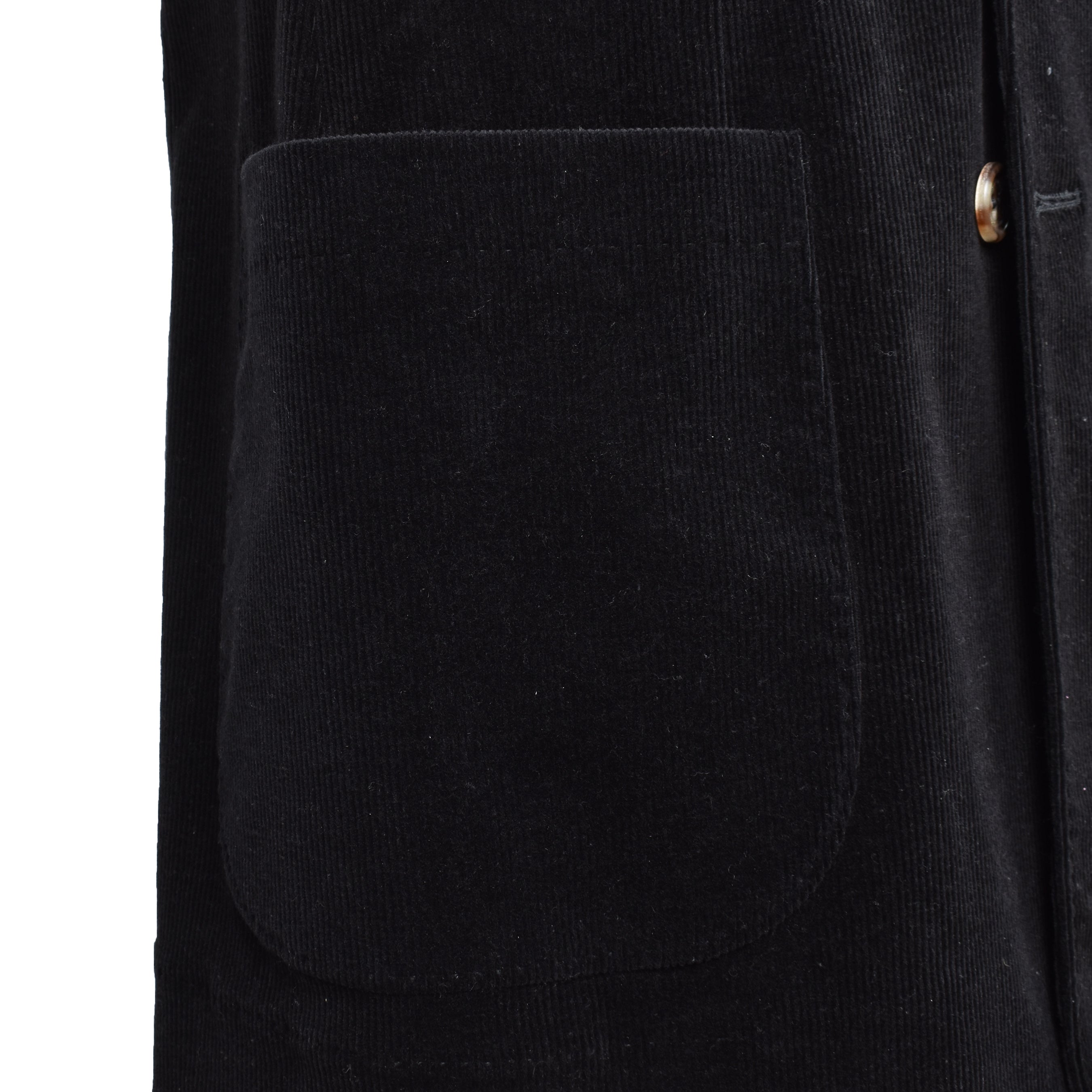 BRUNELLO CUCINELLI MEN'S JET BLACK CORDUROY DOUBLE-BREASTED SUIT