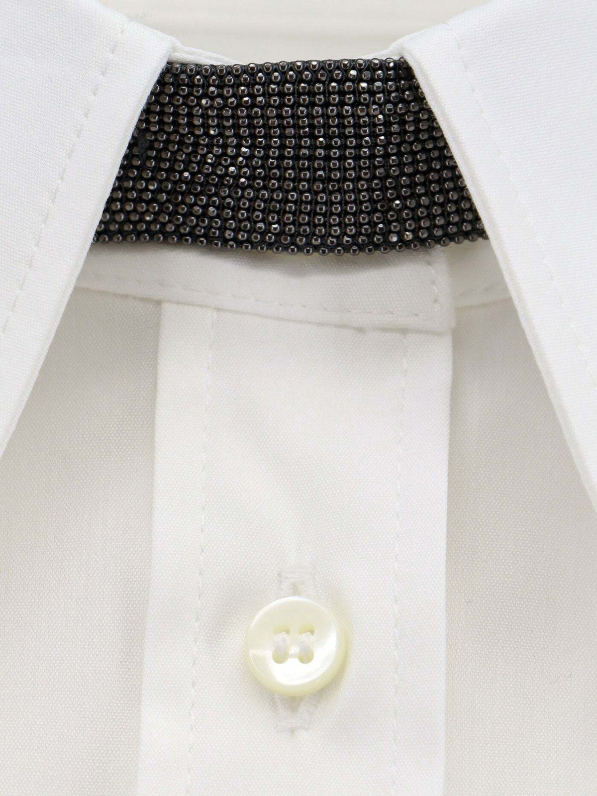 BRUNELLO CUCINELLI WOMEN'S OPTICAL WHITE CROPPED BUTTON-UP SHIRT