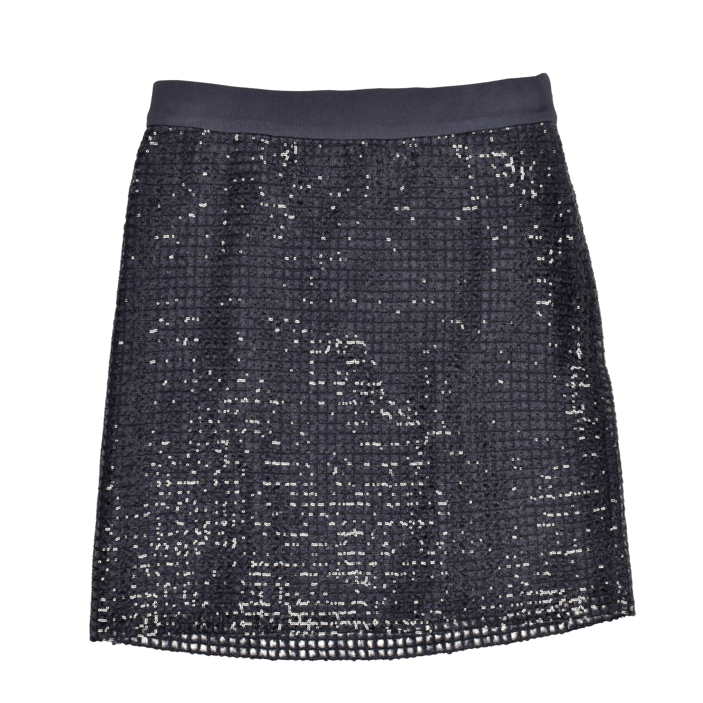 BRUNELLO CUCINELLI WOMEN'S DARK GREY SEQUIN SILK MINI SKIRT