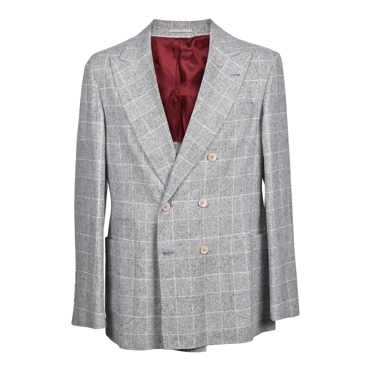 BRUNELLO CUCINELLI MEN'S GREY WOOL DOUBLE BREASTED BLAZER