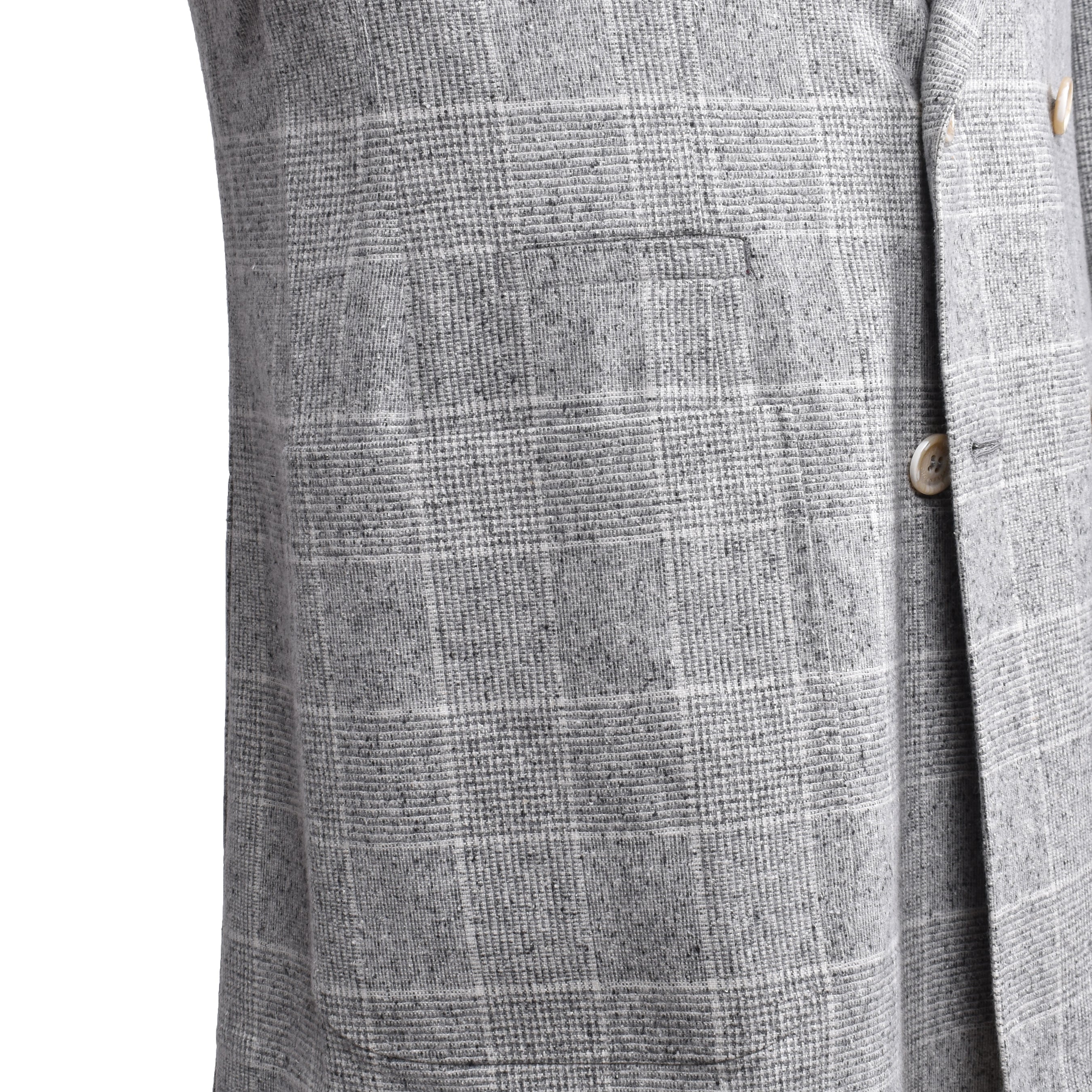 BRUNELLO CUCINELLI MEN'S PEARL GREY WOOL DOUBLE-BREASTED BLAZER