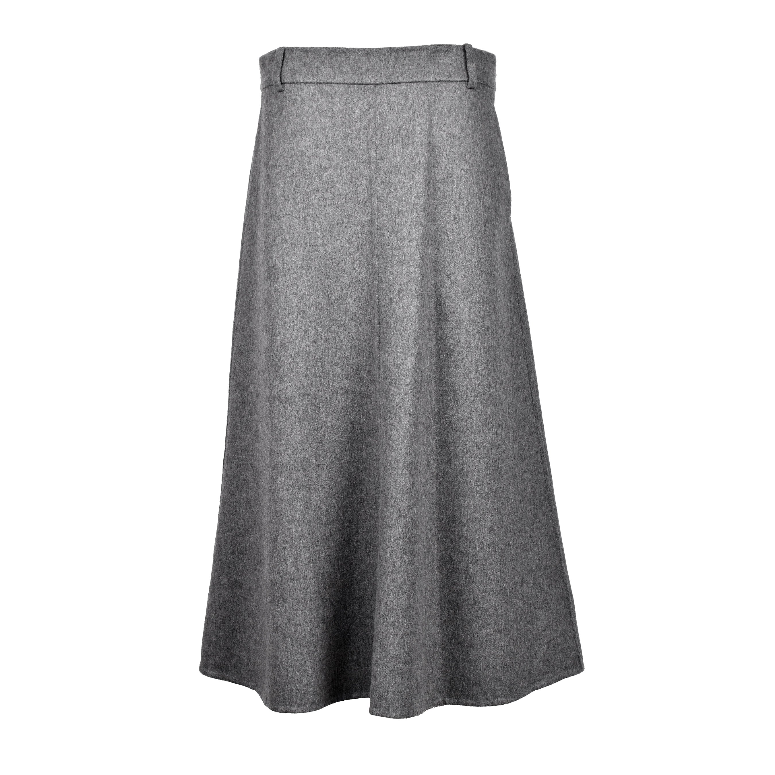 BRUNELLO CUCINELLI WOMEN'S MEDIUM GREY VIRGIN WOOL MIDI SKIRT