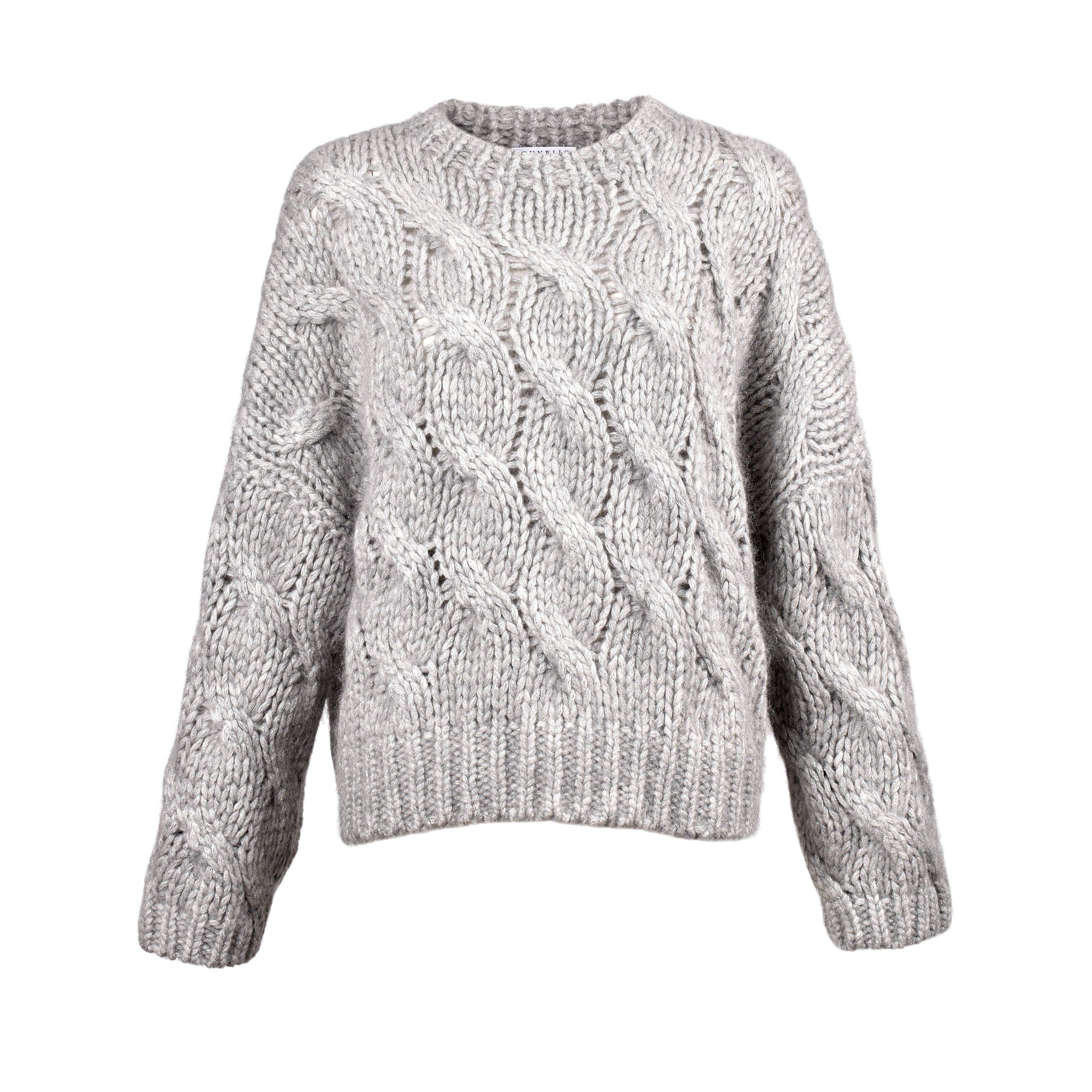 BRUNELLO CUCINELLI WOMEN'S LIGHT GREY WOOL SWEATER
