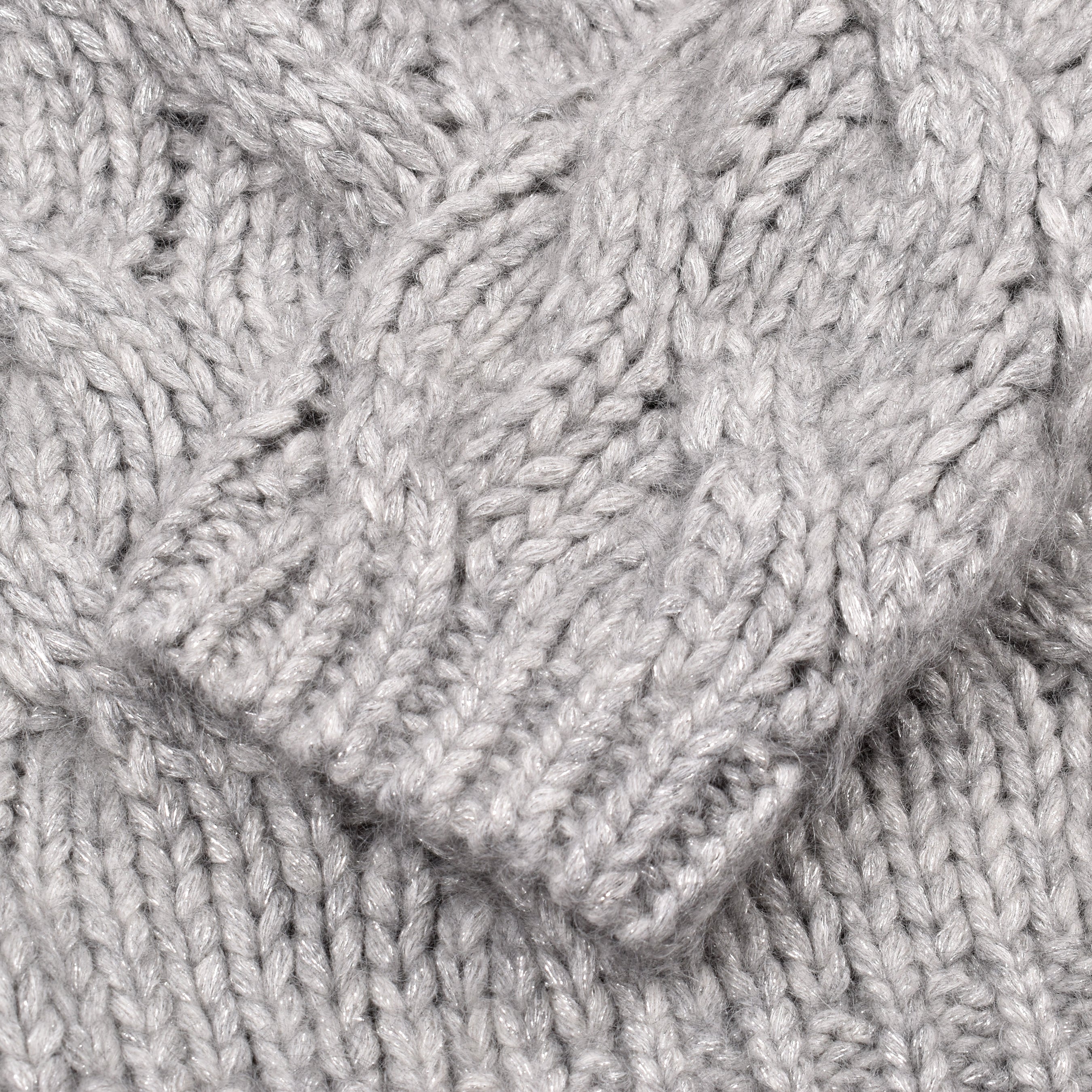 BRUNELLO CUCINELLI WOMEN'S LIGHT GREY WOOL CABLE KNIT SWEATER
