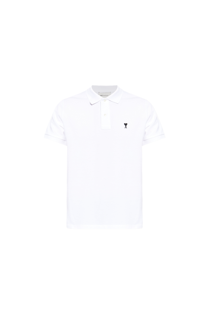 Ami Paris  Polo Shirt In Cotton Pique-White