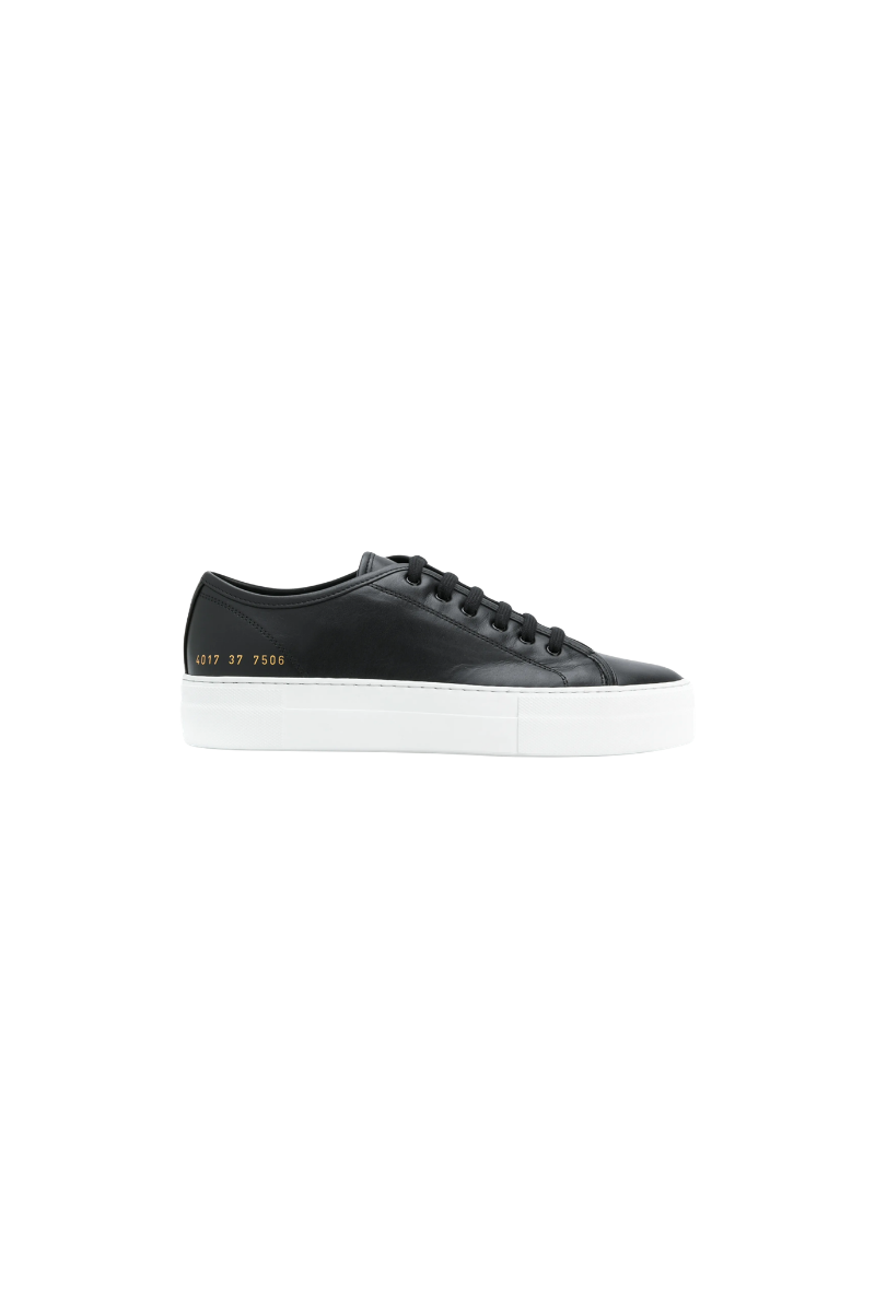 Common Projects Tournament Low Super In Leather Womens 4017-Black/White