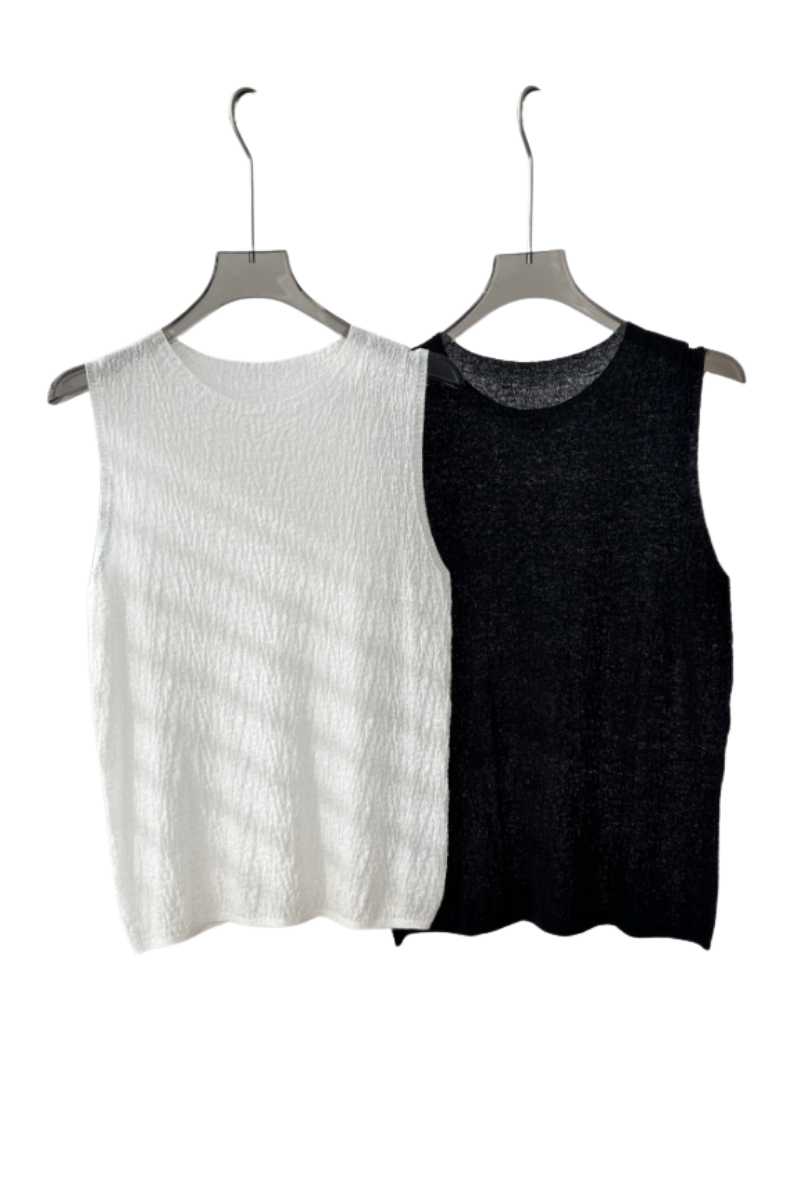 Max Simple Solid Textured Vest Black