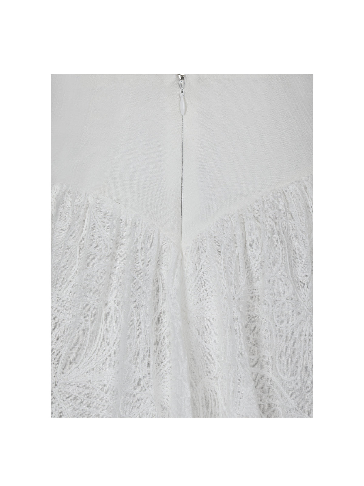 Quisha White Embroidered Cotton Gauze Gathered A-Line Mini Skirt