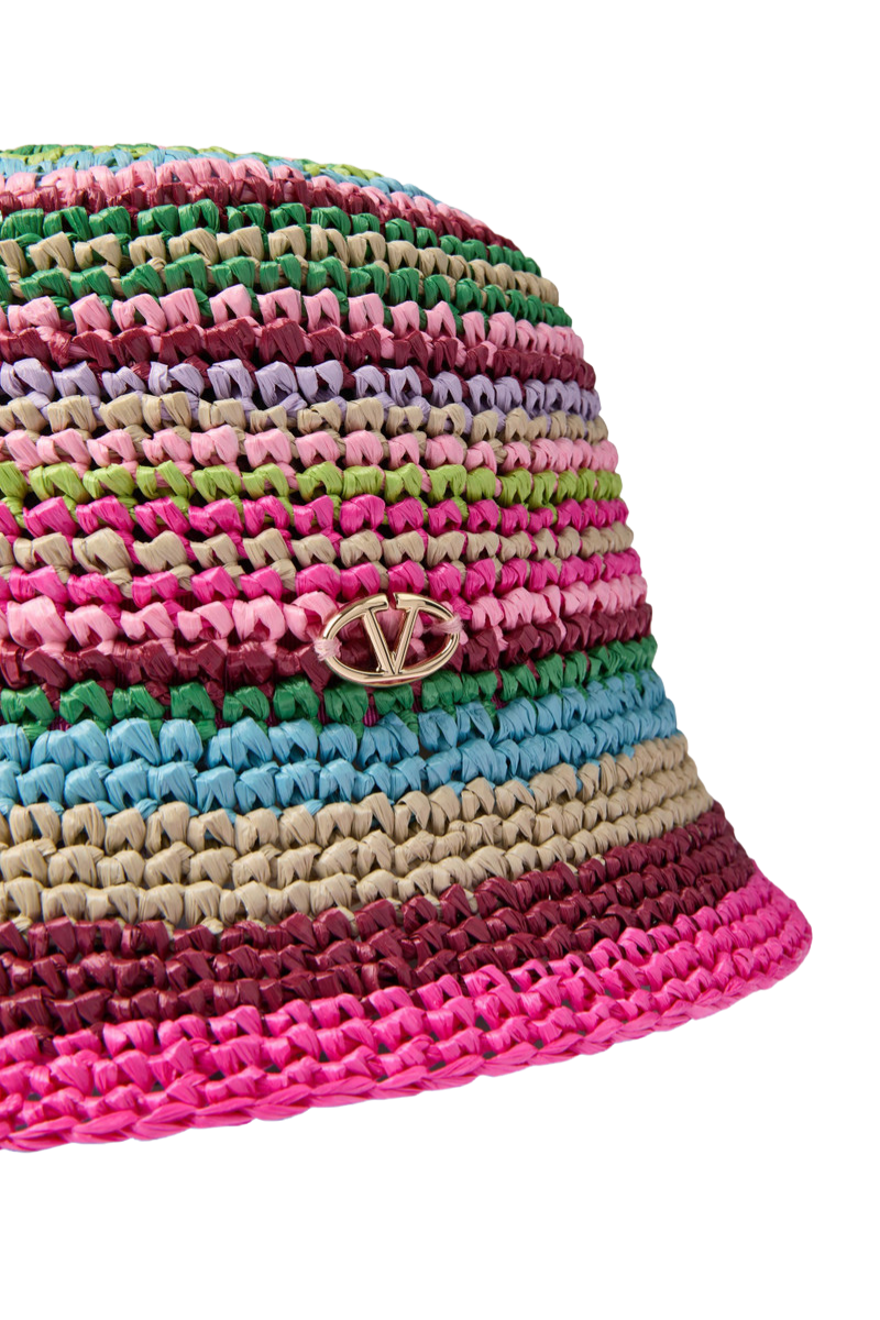 Valentino Garavani Raffia Bucket Hat Crochet Texture