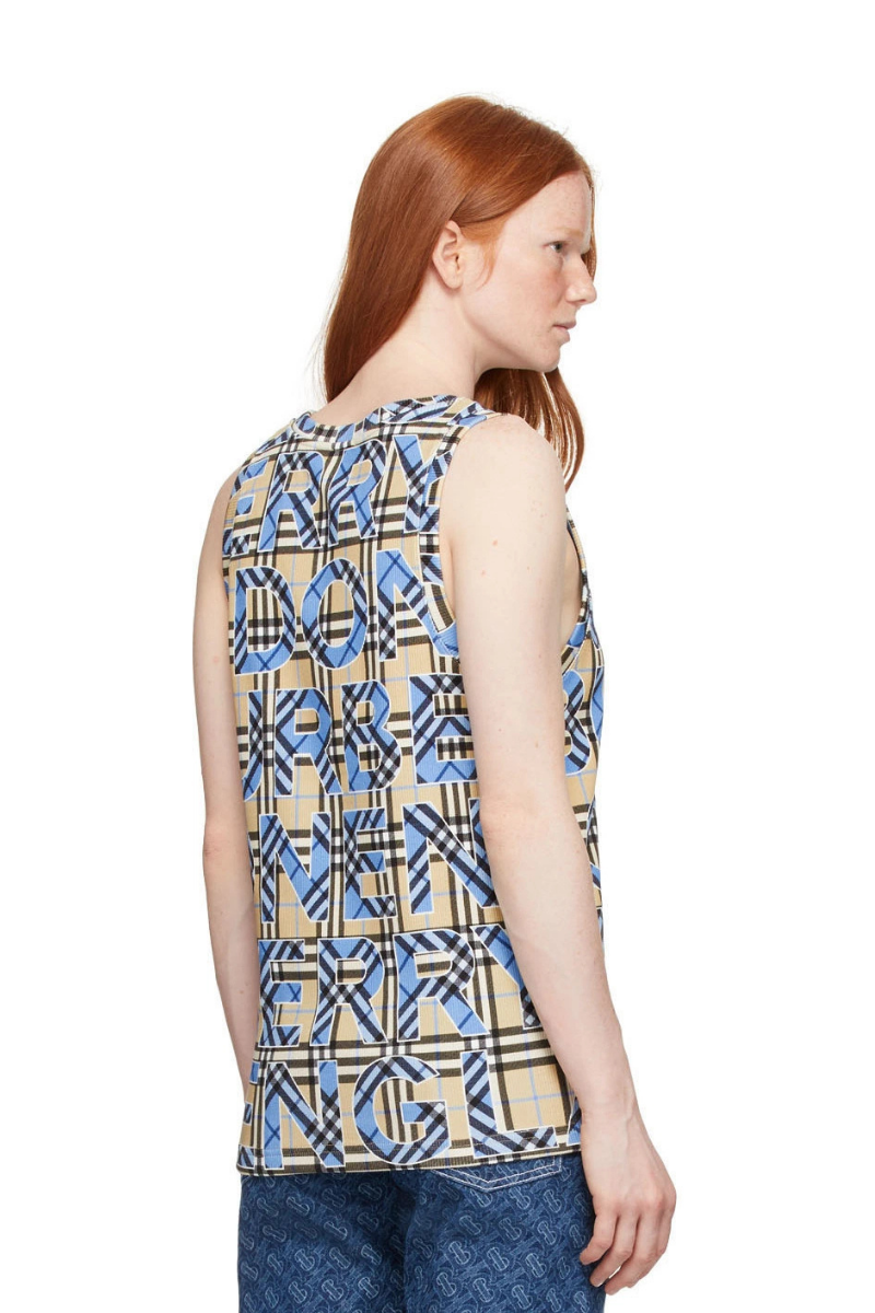 Burberry Women's Printed Tank Top featuring a stylish printed design and a comfortable fit from a cotton blend.