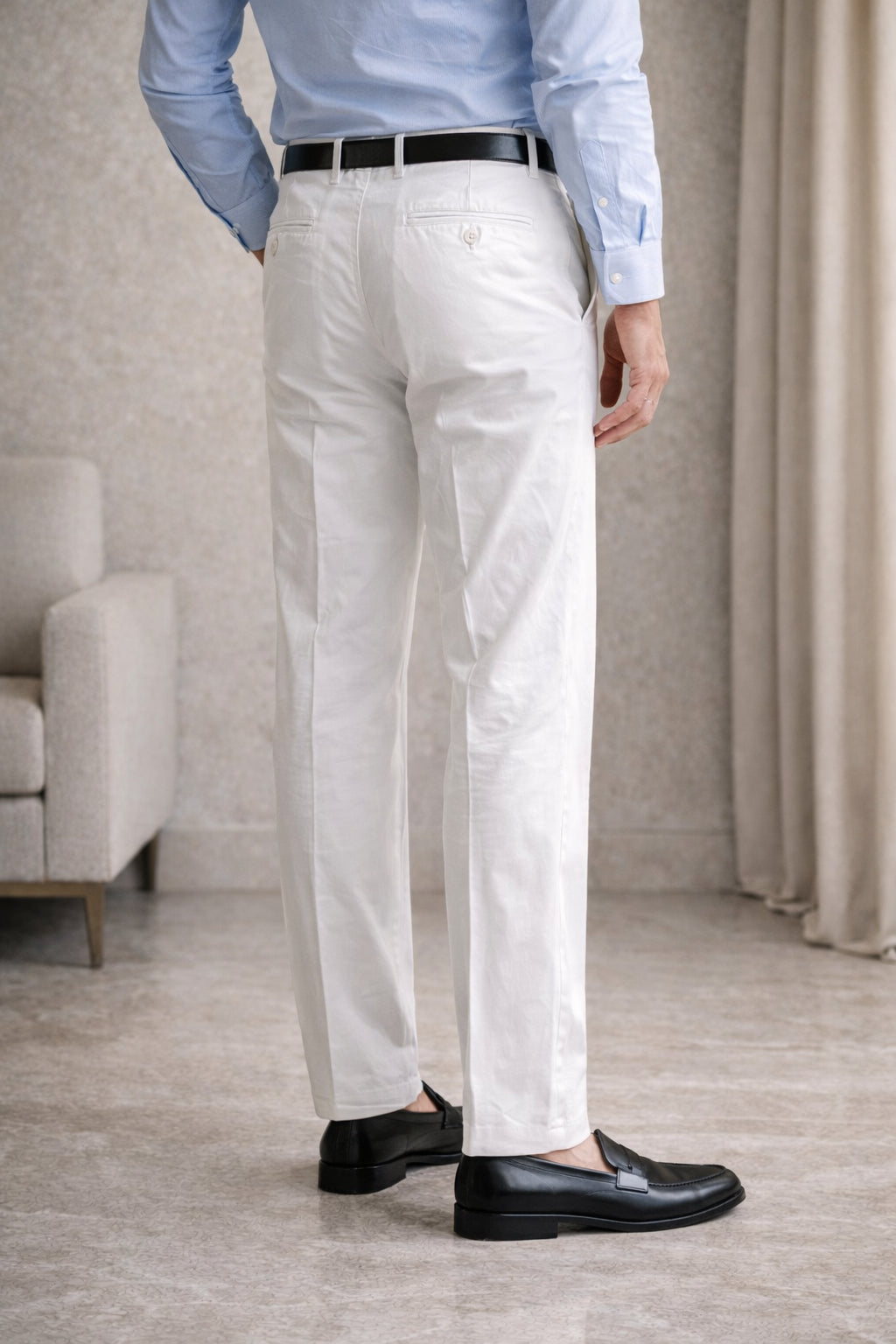 BRUNELLO CUCINELLI MEN'S WHITE TAILORED TROUSERS