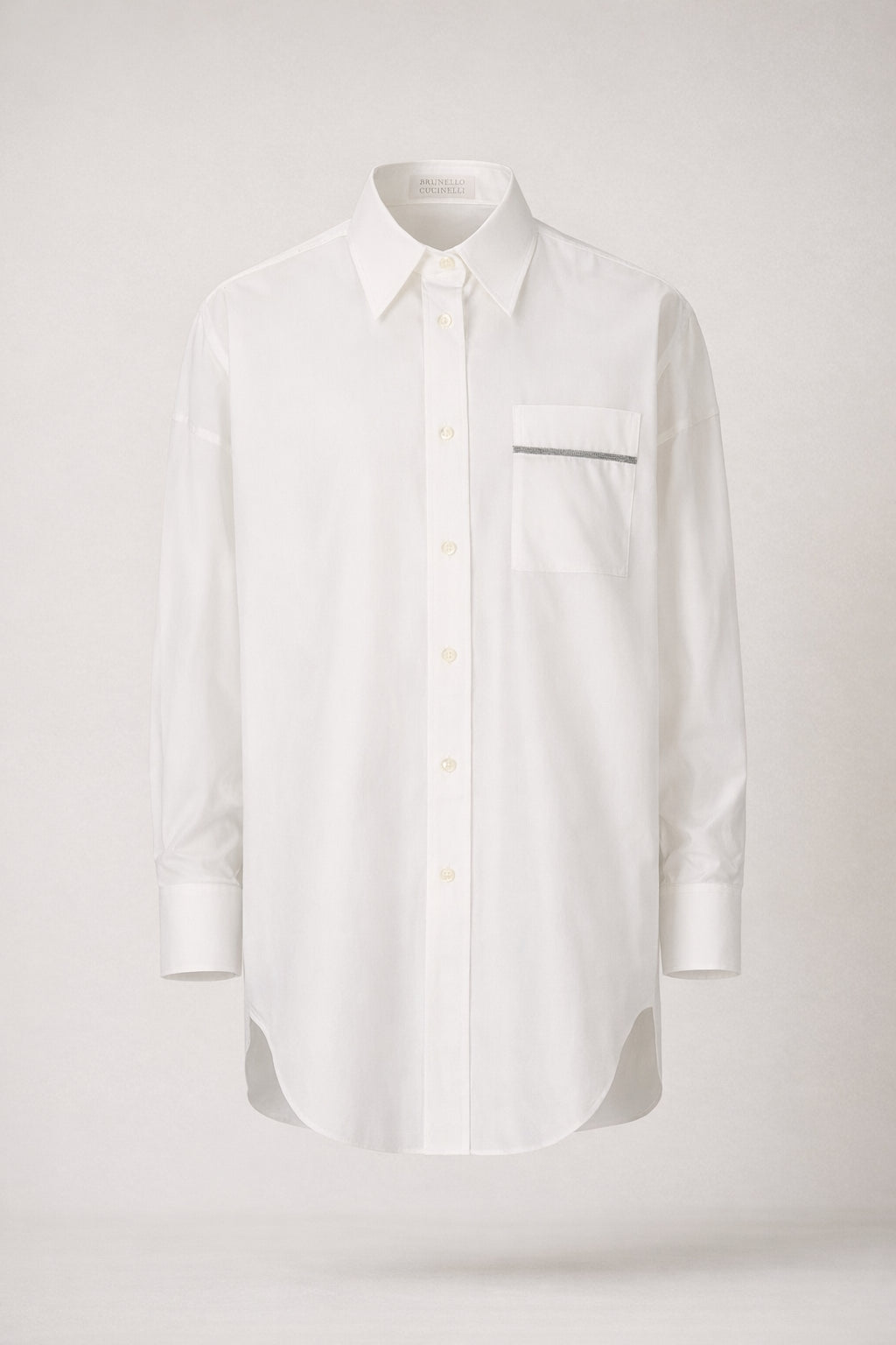 BRUNELLO CUCINELLI WOMEN'S WHITE MONILI TRIM TAILORED SHIRT