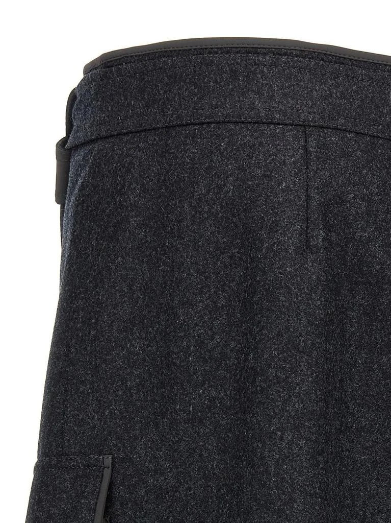 BRUNELLO CUCINELLI WOMEN'S CHARCOAL WOOL WRAP MIDI SKIRT