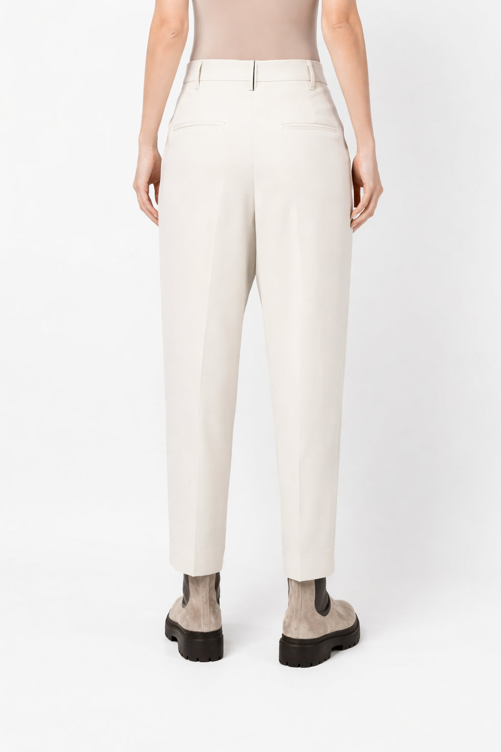 BRUNELLO CUCINELLI WOMEN'S MILK WOOL TAILORED TROUSERS