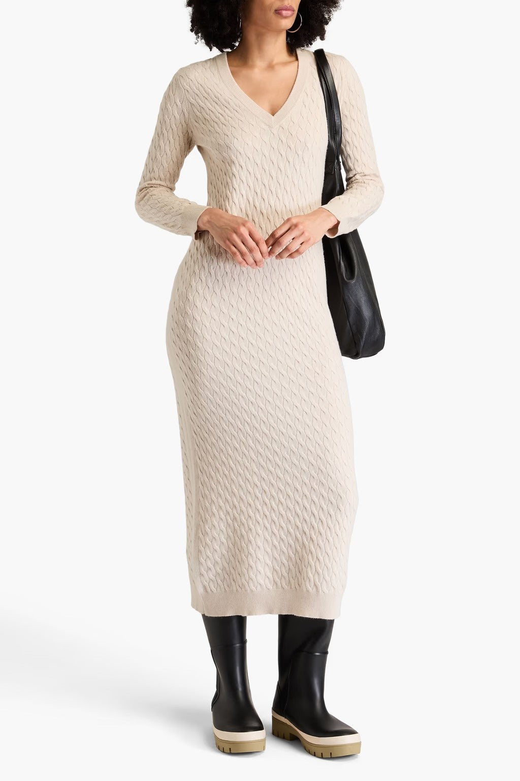 BRUNELLO CUCINELLI WOMEN'S BEIGE WOOL SILK KNIT DRESS