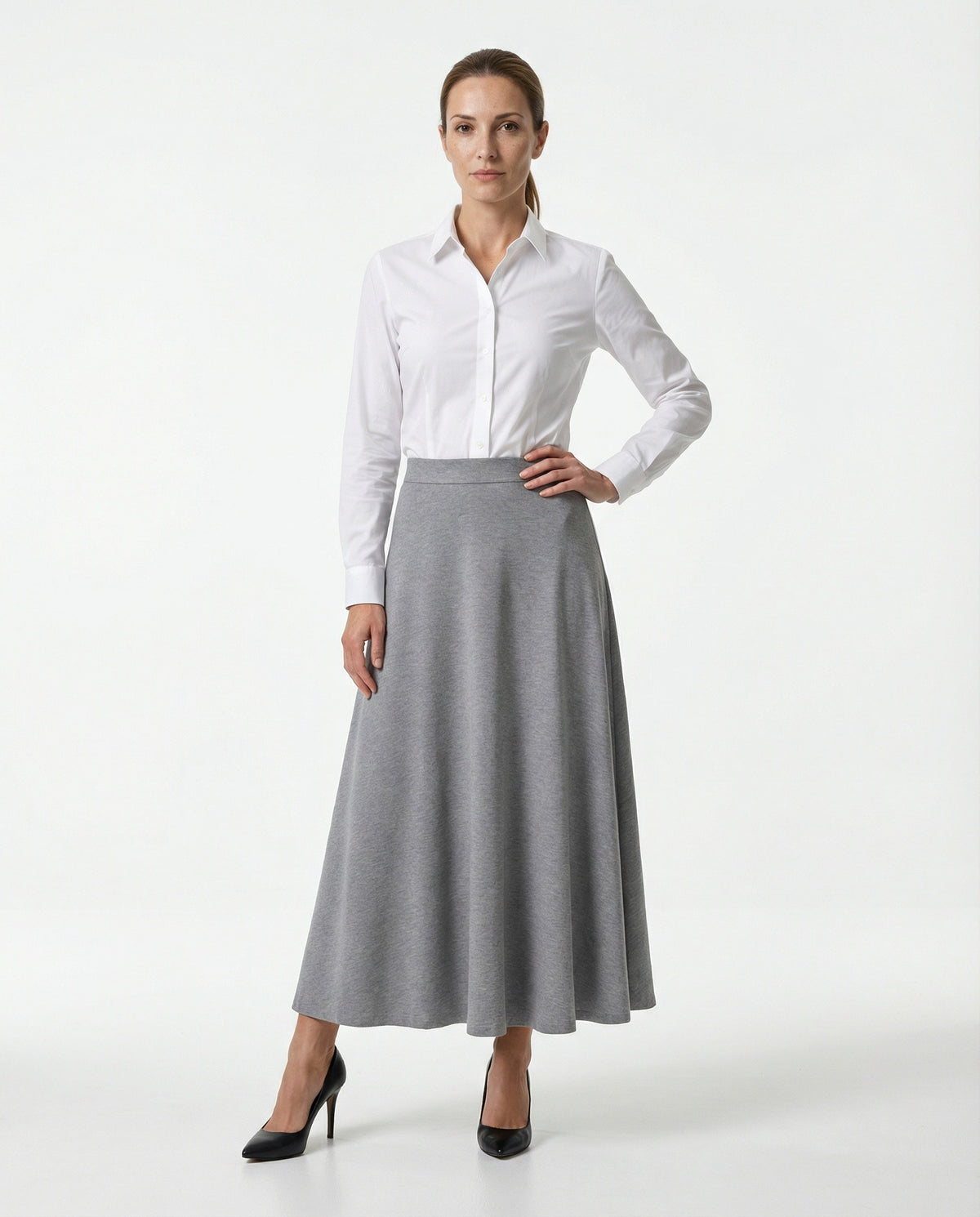 BRUNELLO CUCINELLI WOMEN'S GREY A LINE SKIRT