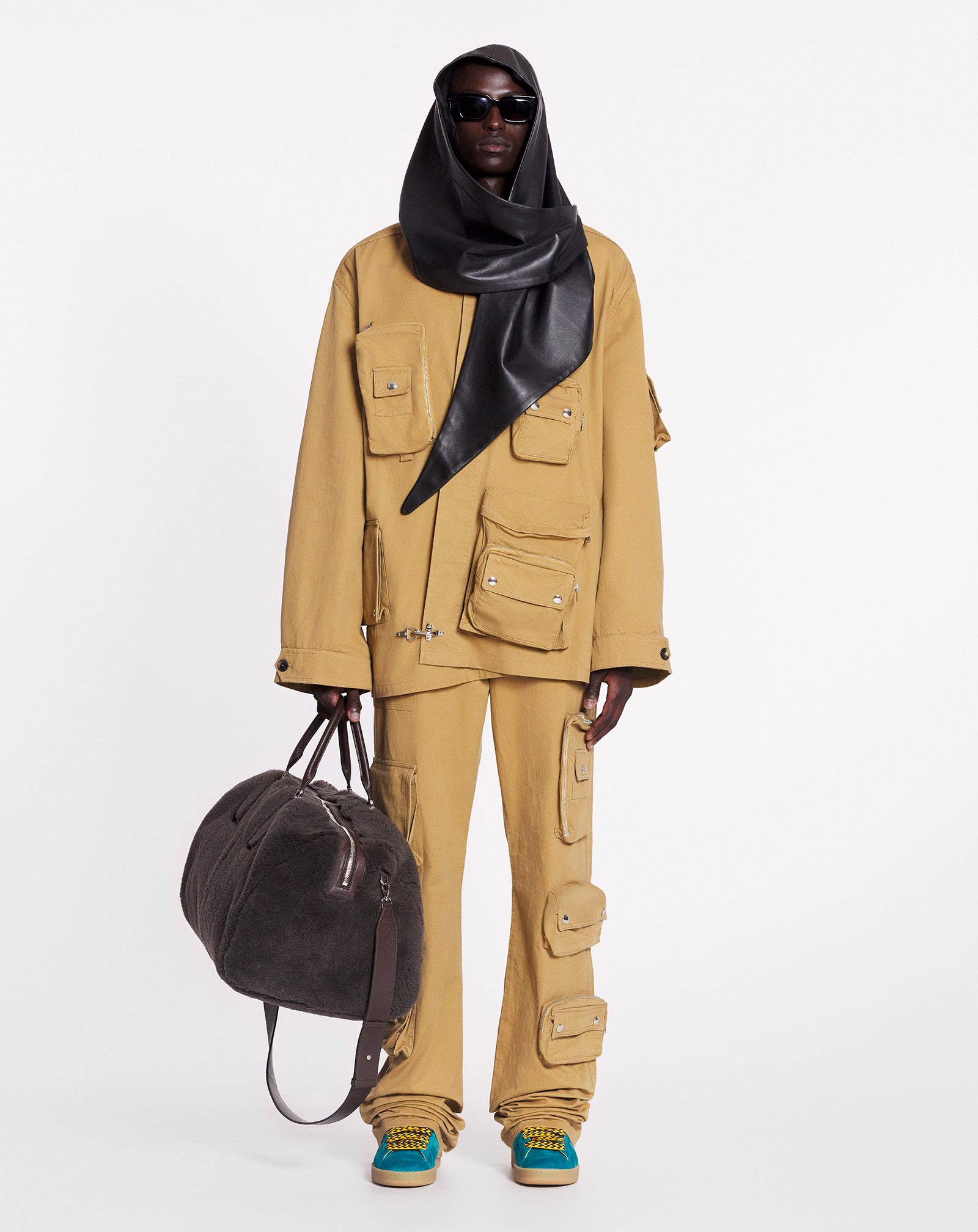 LANVIN MEN'S SABLE COTTON UTILITY JACKET