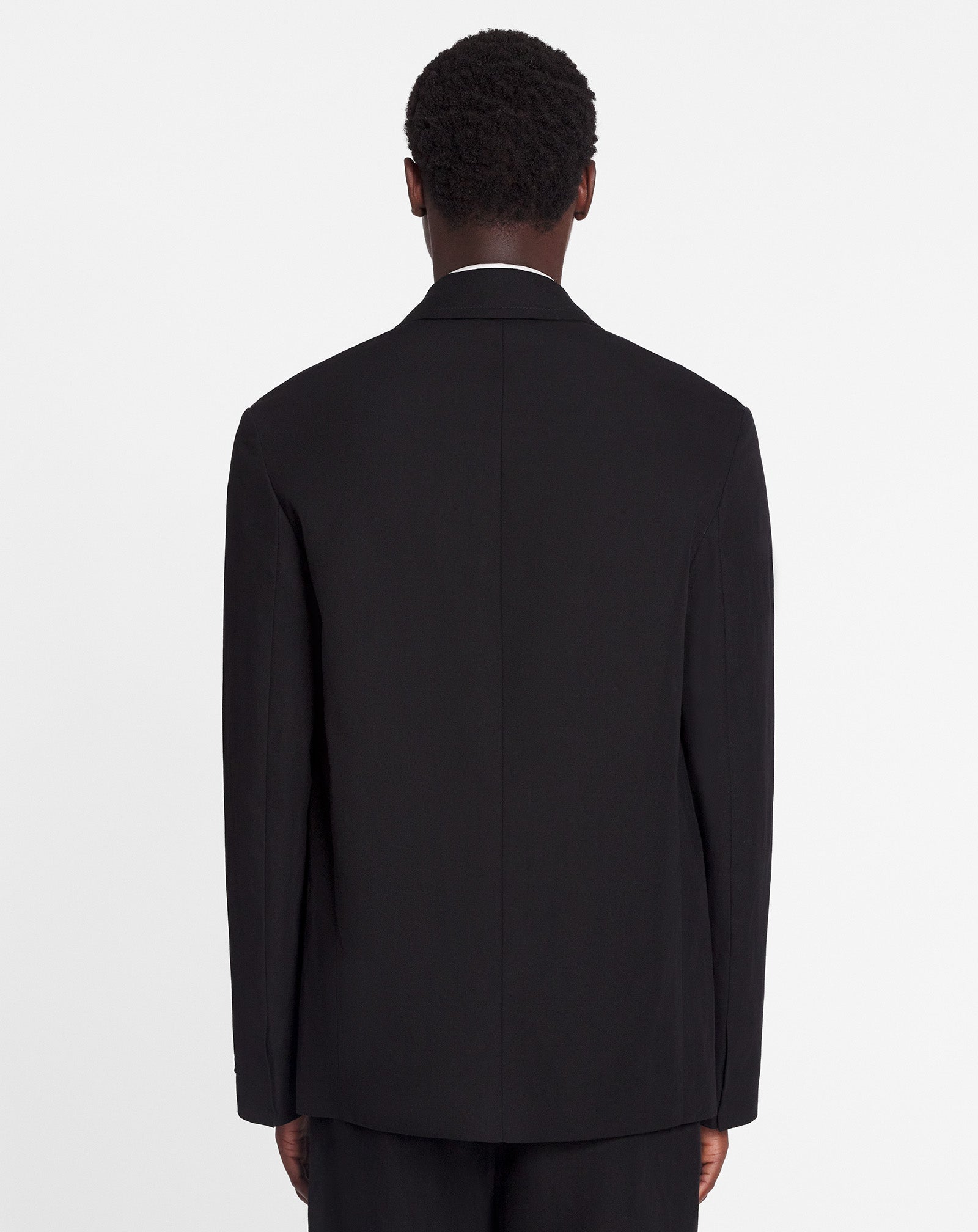 LANVIN MEN'S BLACK LINEN DECONSTRUCTED SINGLE-BREASTED JACKET