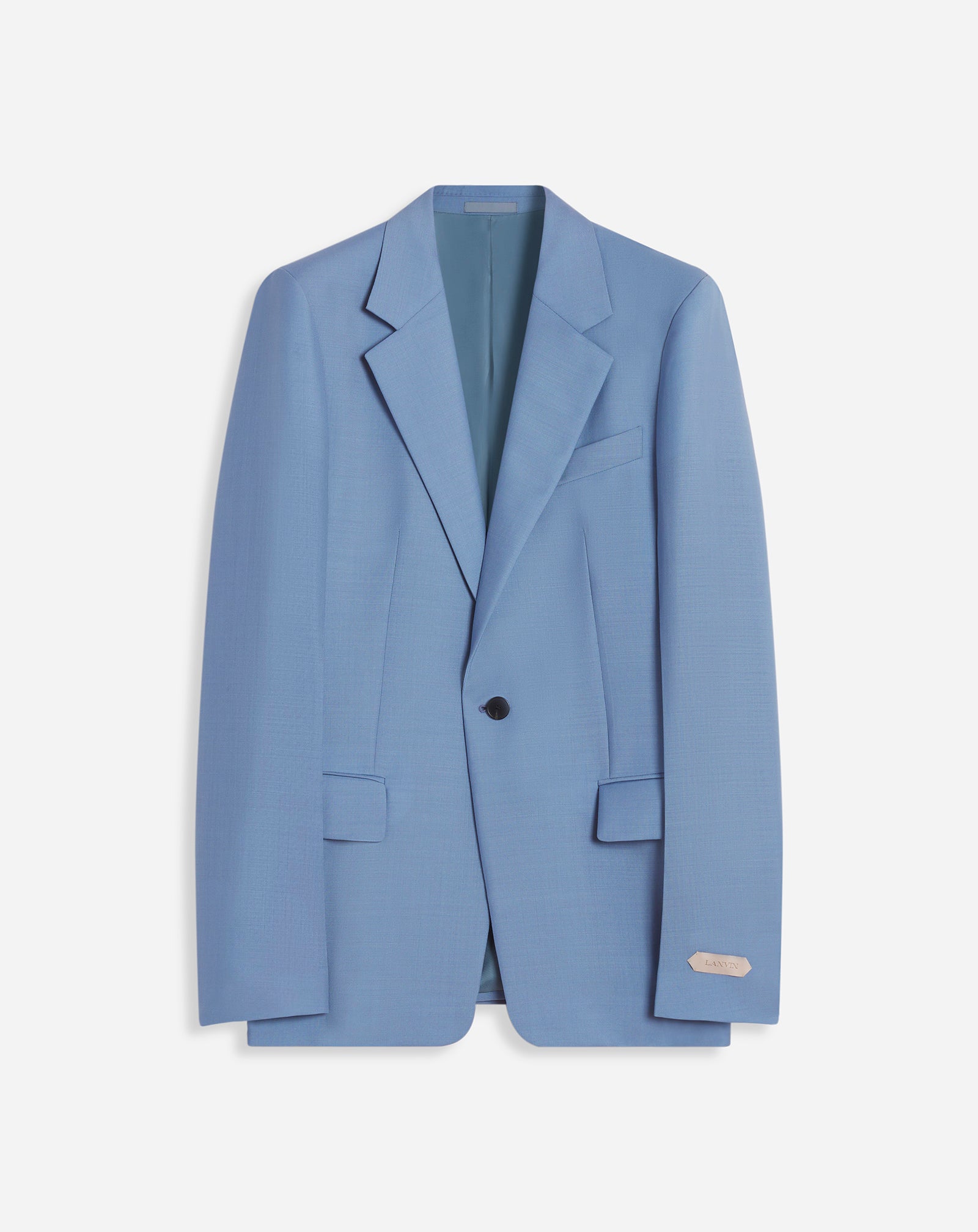 LANVIN MEN'S BLUE VIRGIN WOOL SINGLE-BREASTED JACKET