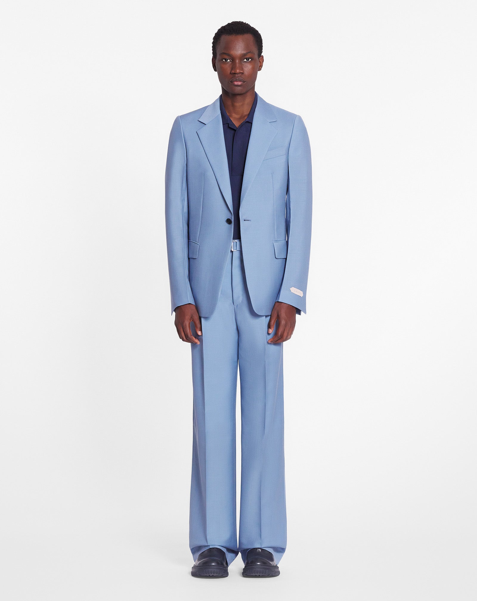 LANVIN MEN'S BLUE VIRGIN WOOL SINGLE-BREASTED JACKET