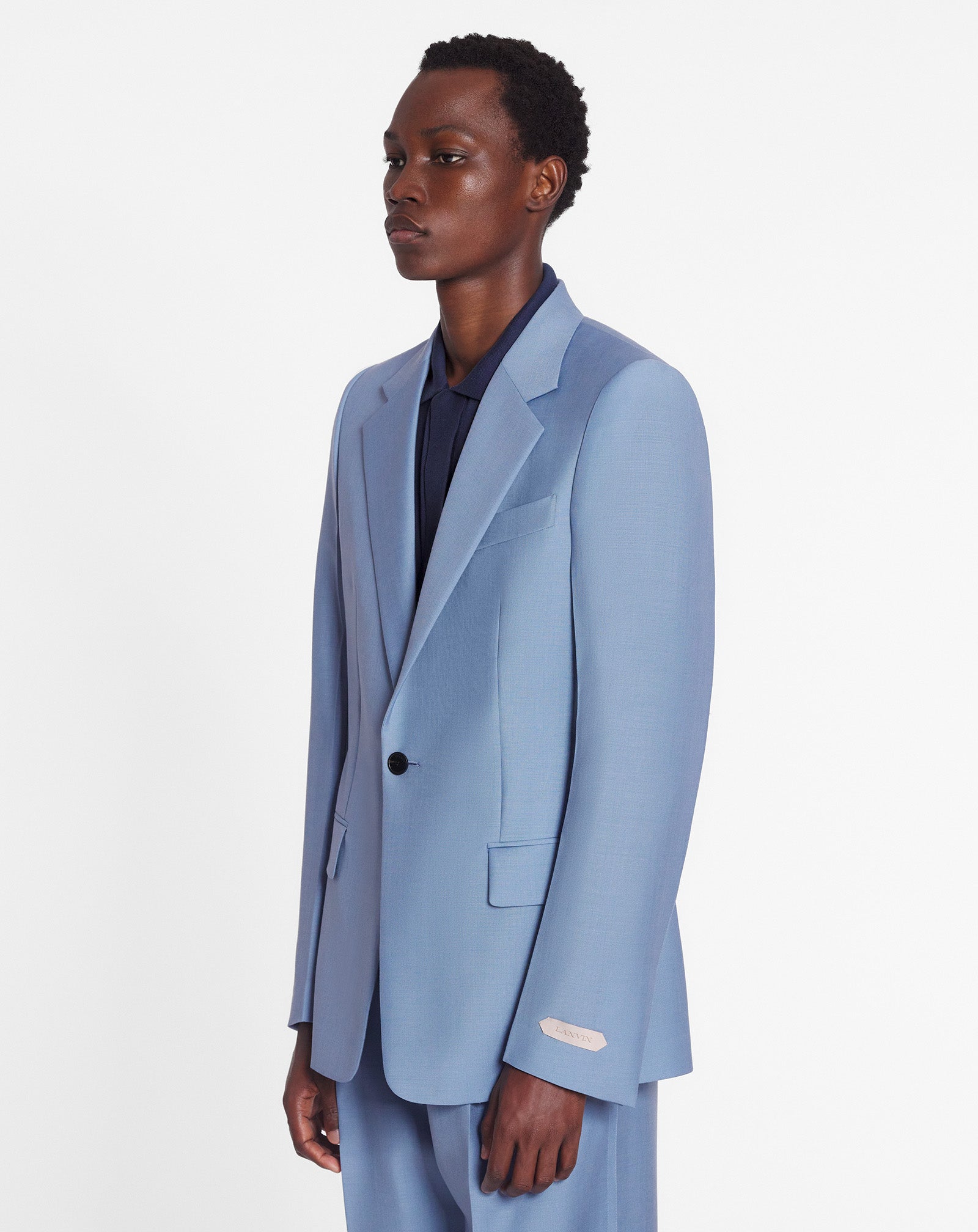 LANVIN MEN'S BLUE VIRGIN WOOL SINGLE-BREASTED JACKET