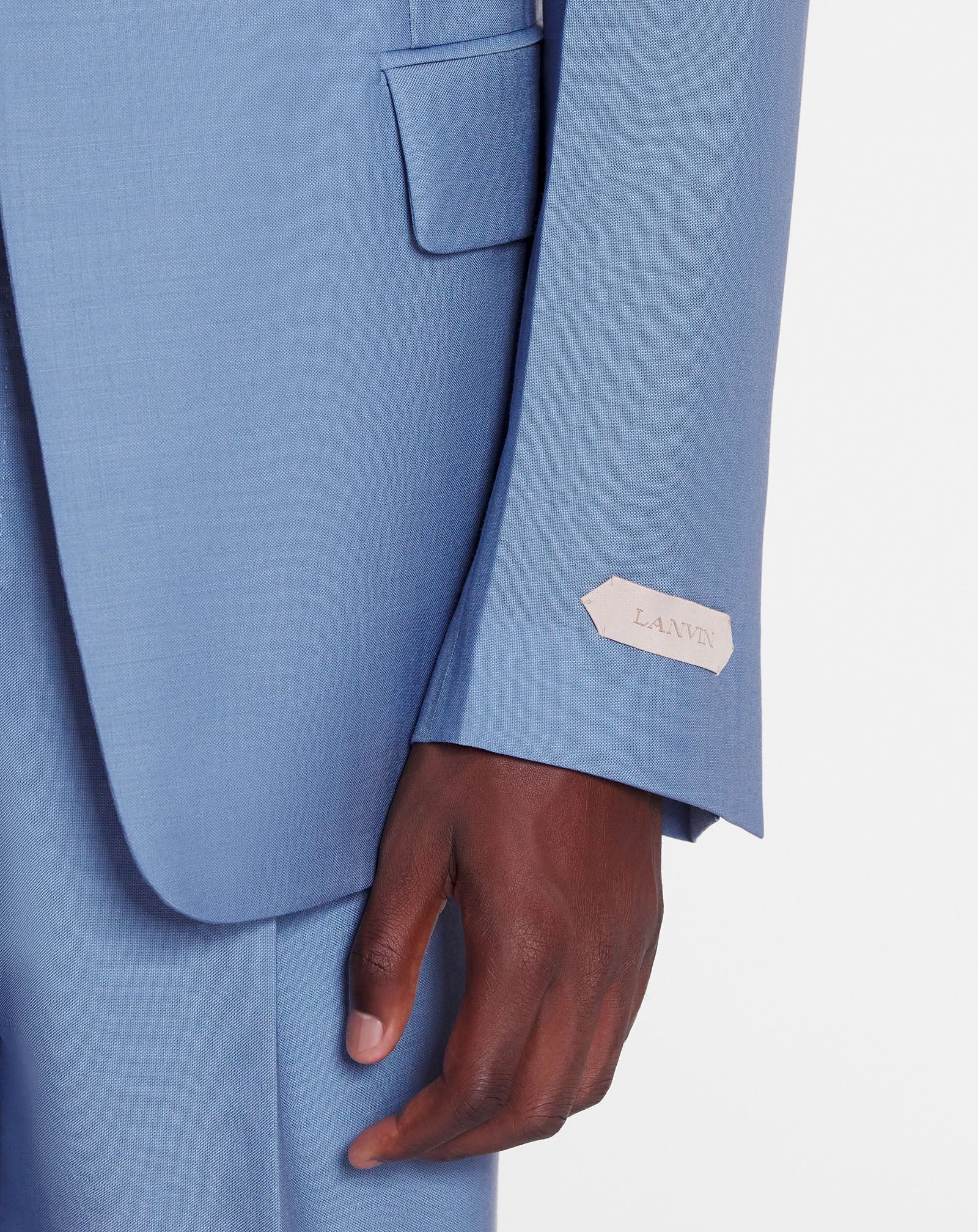 LANVIN MEN'S BLUE VIRGIN WOOL SINGLE-BREASTED JACKET