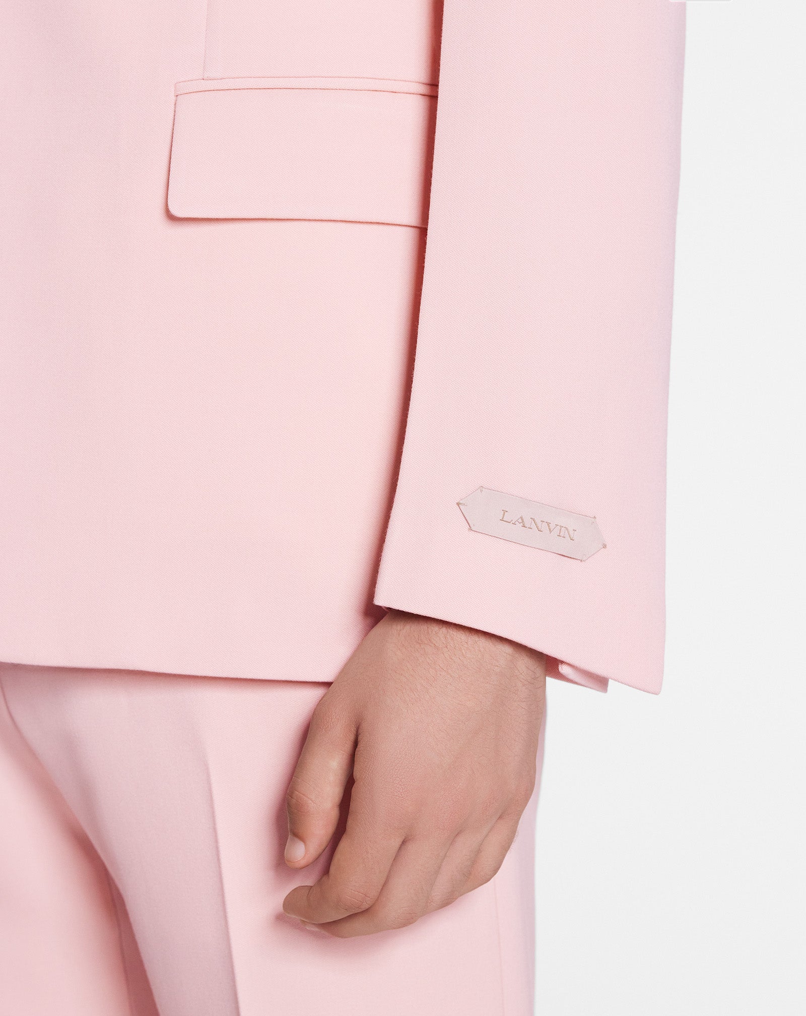 LANVIN MEN'S ROSÉ WOOL SINGLE-BREASTED JACKET