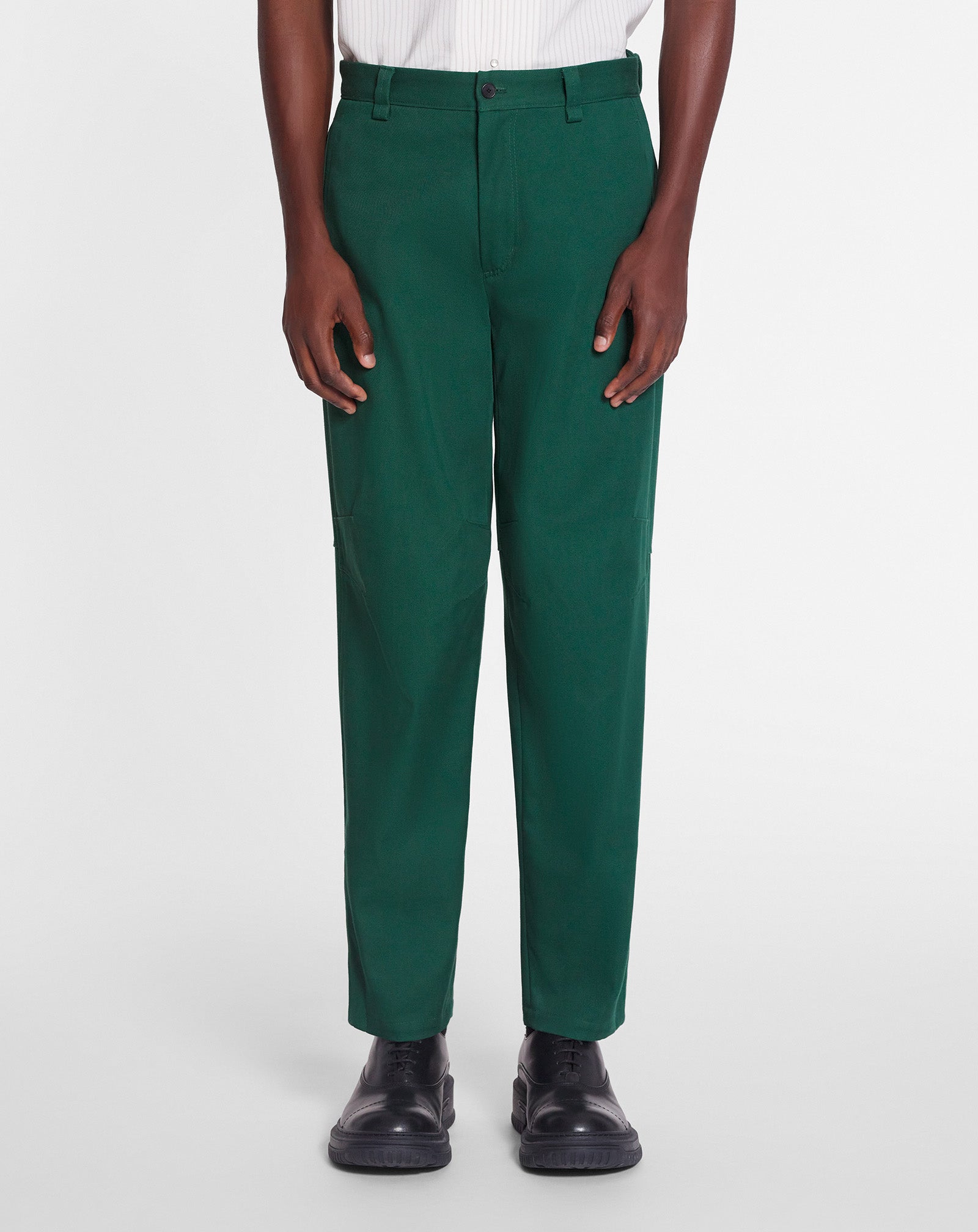 LANVIN MEN'S BOUTEILLE GREEN BIKER TROUSERS
