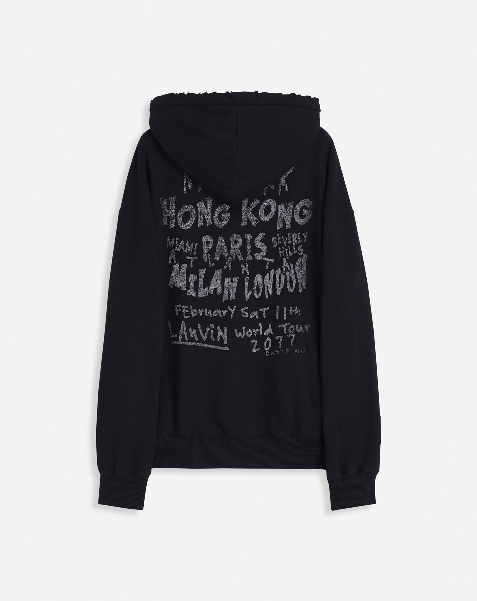 LANVIN UNISEX'S BLACK PRINTED KNIT HOODIE