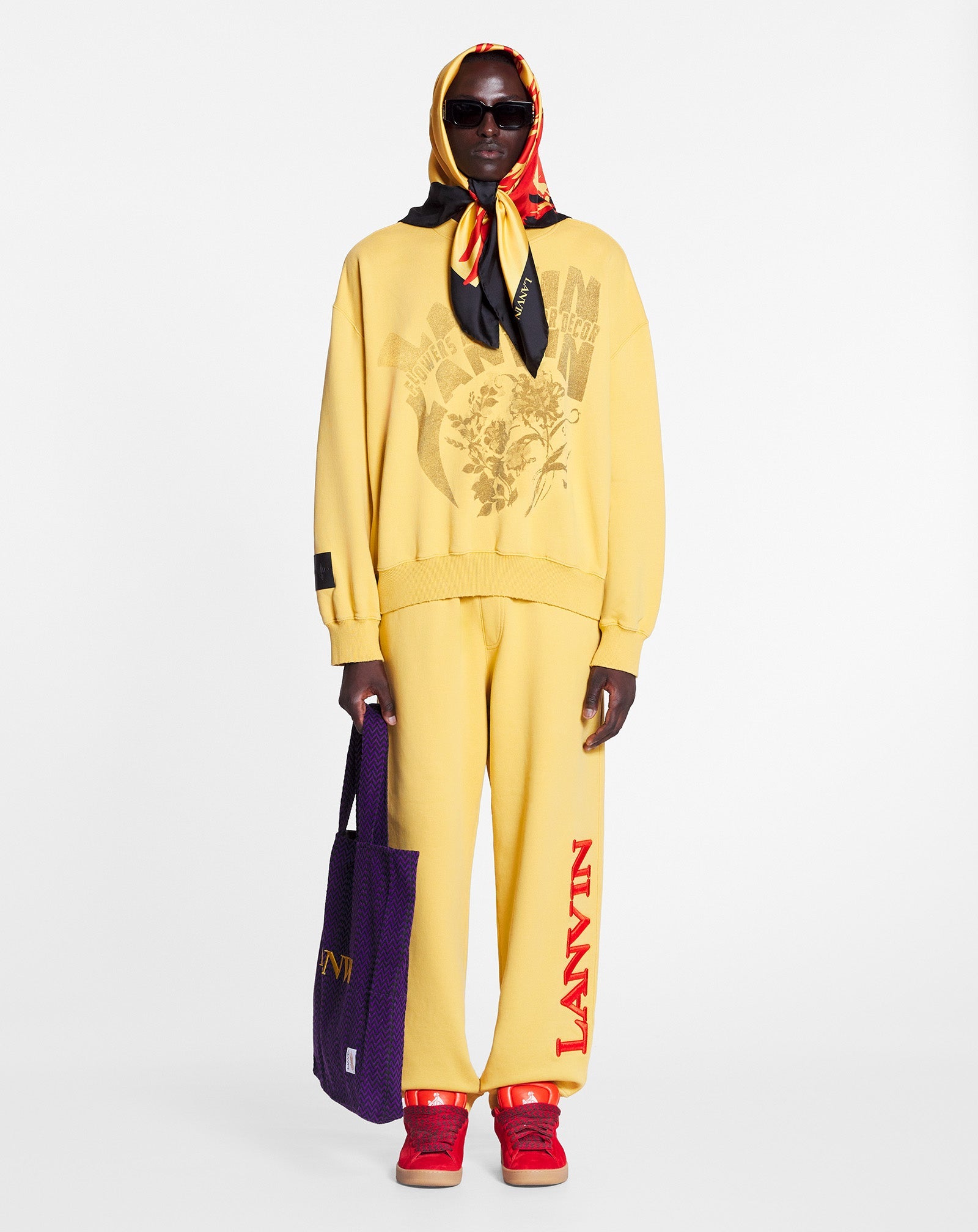 LANVIN UNISEX'S YELLOW PRINTED COTTON SWEATSHIRT