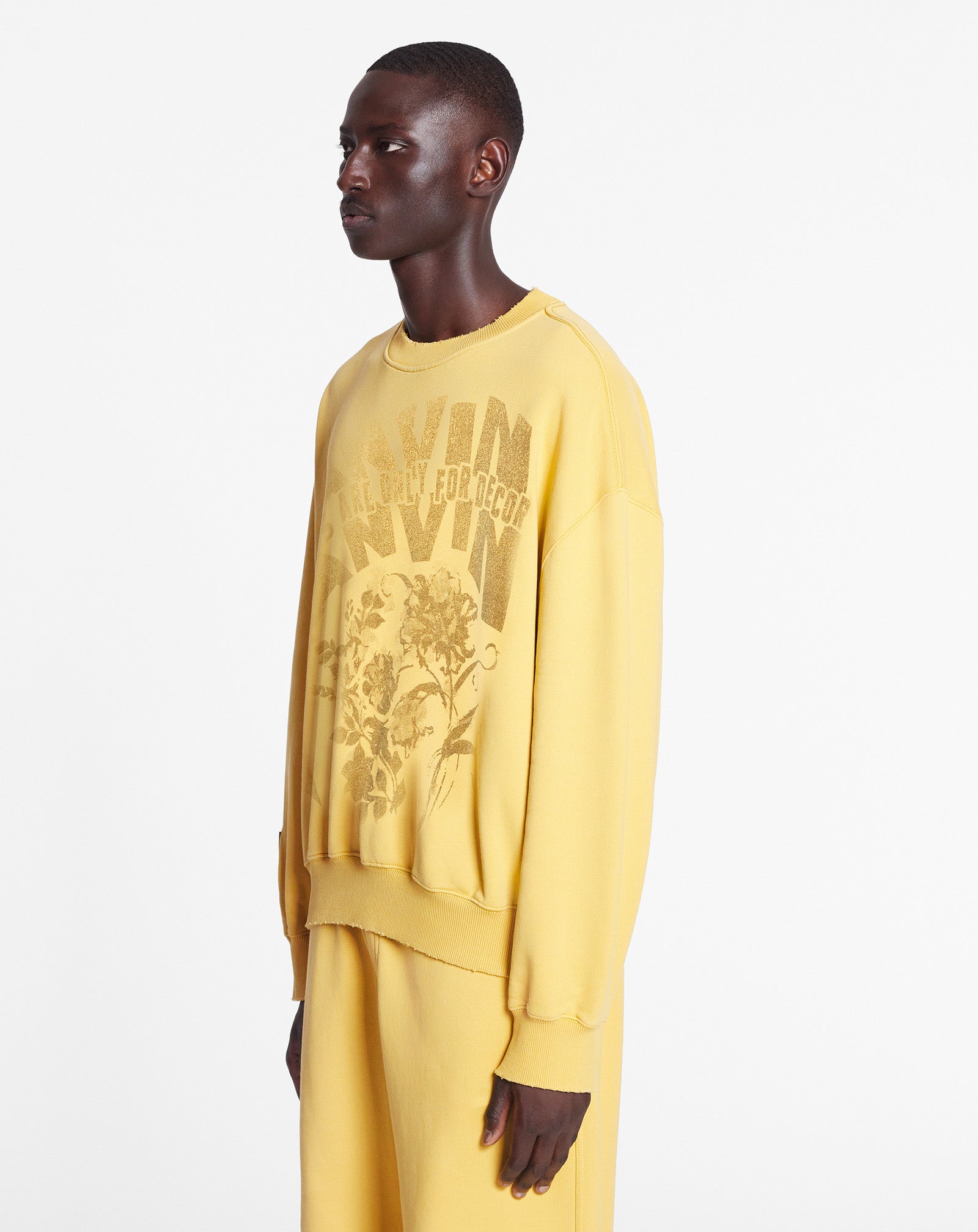 LANVIN UNISEX'S YELLOW PRINTED COTTON SWEATSHIRT