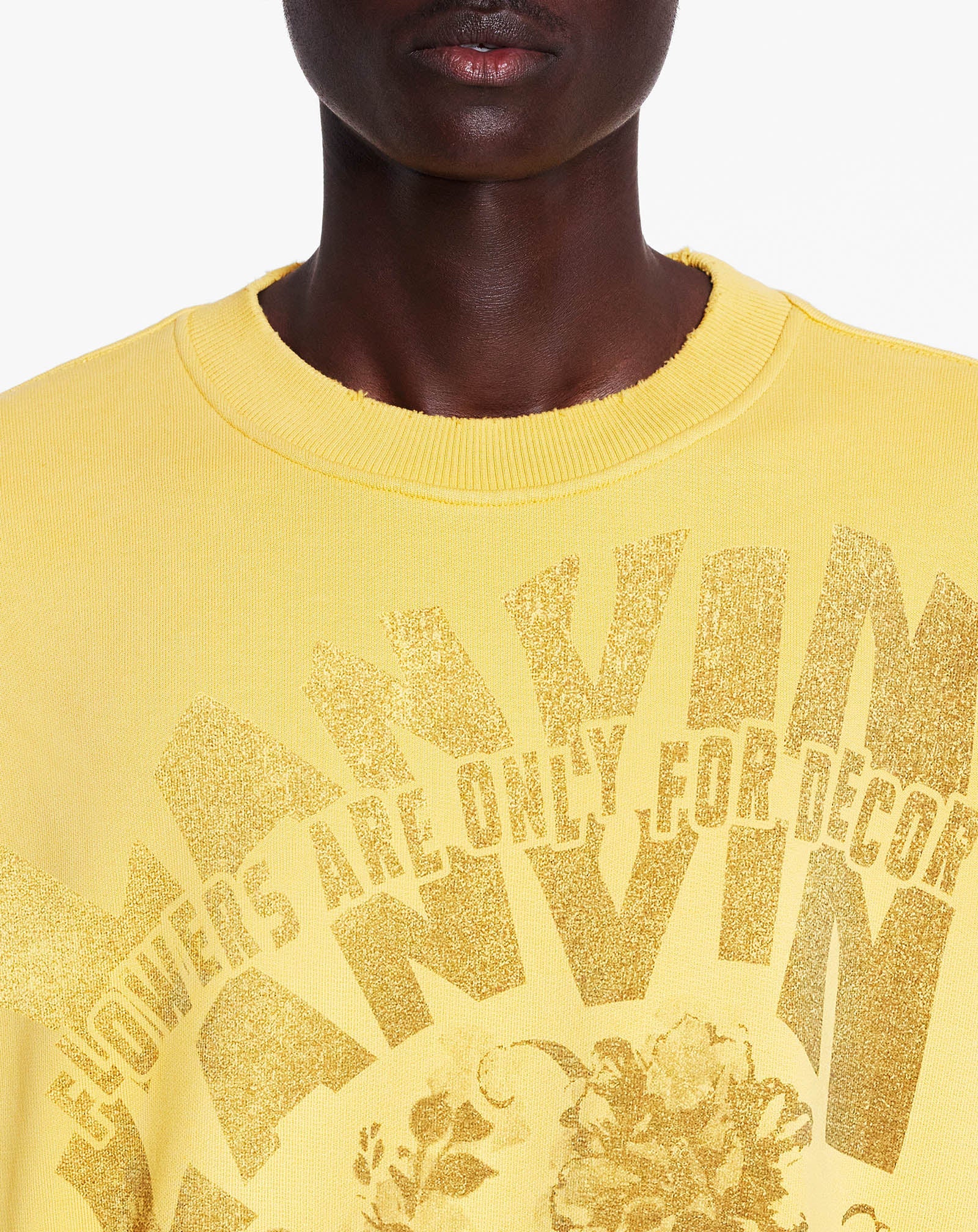 LANVIN UNISEX'S YELLOW PRINTED COTTON SWEATSHIRT