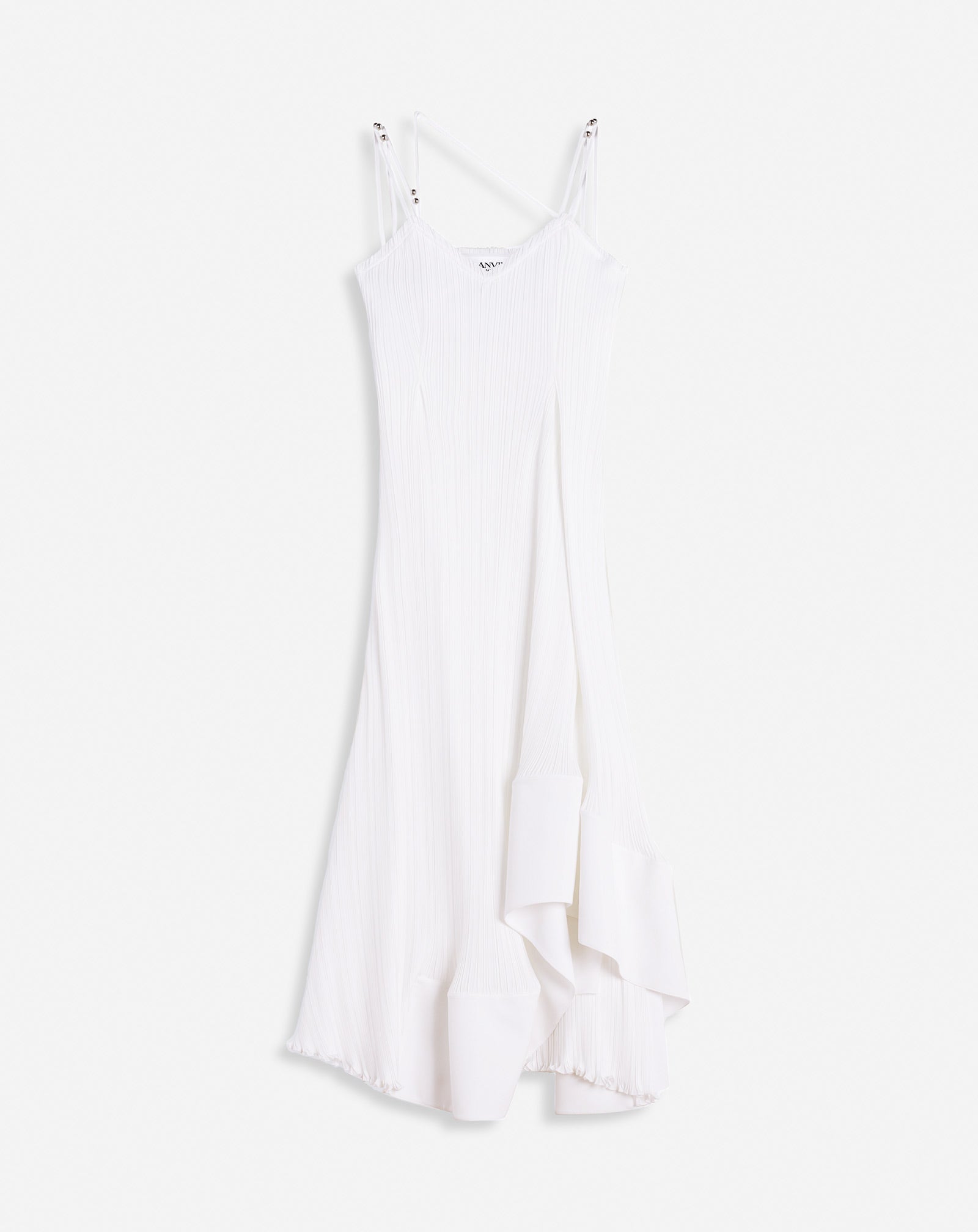 LANVIN WOMEN'S WHITE PLEATED STRAP LONG DRESS